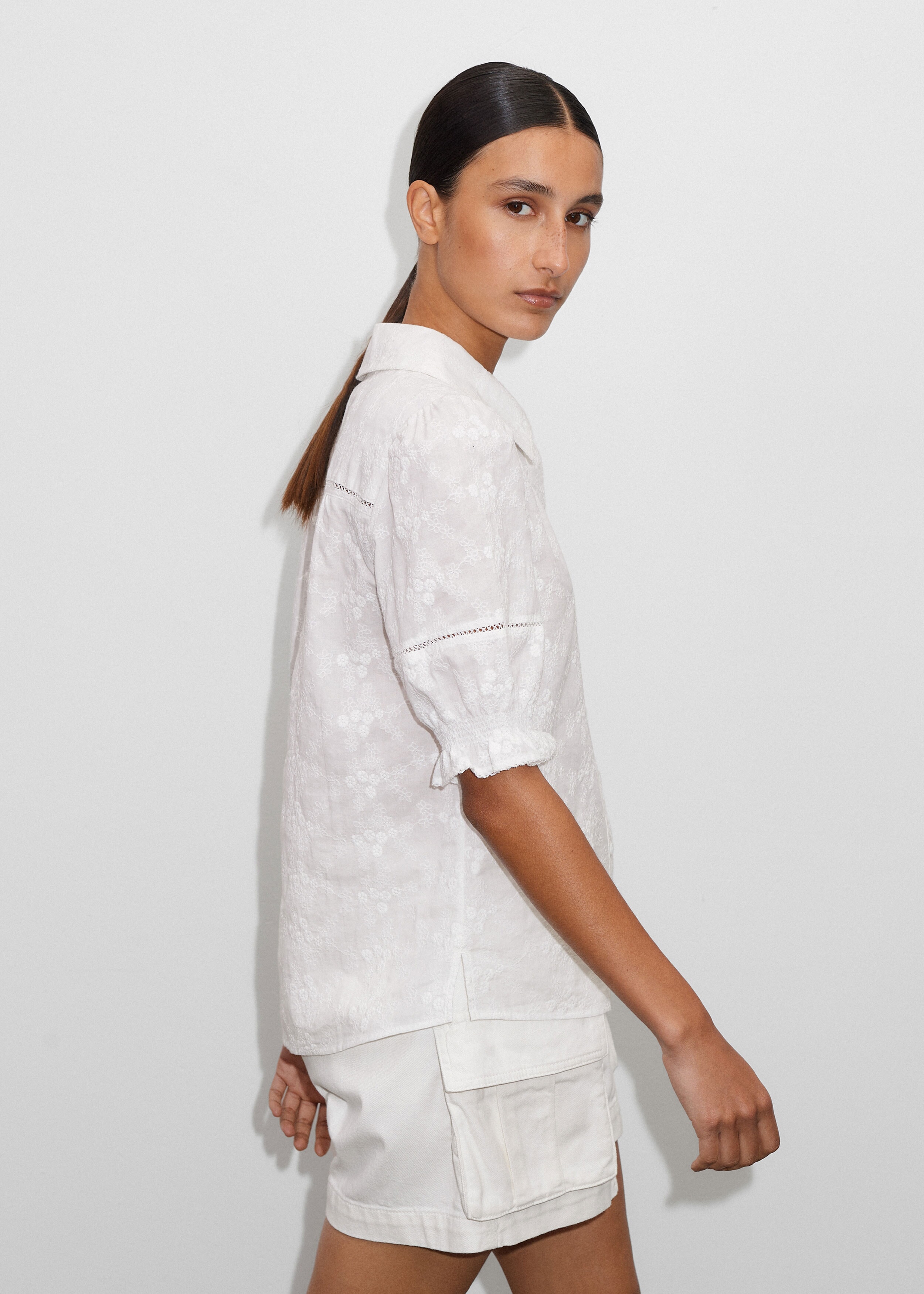 Cotton Embroidery Blouse Soft White