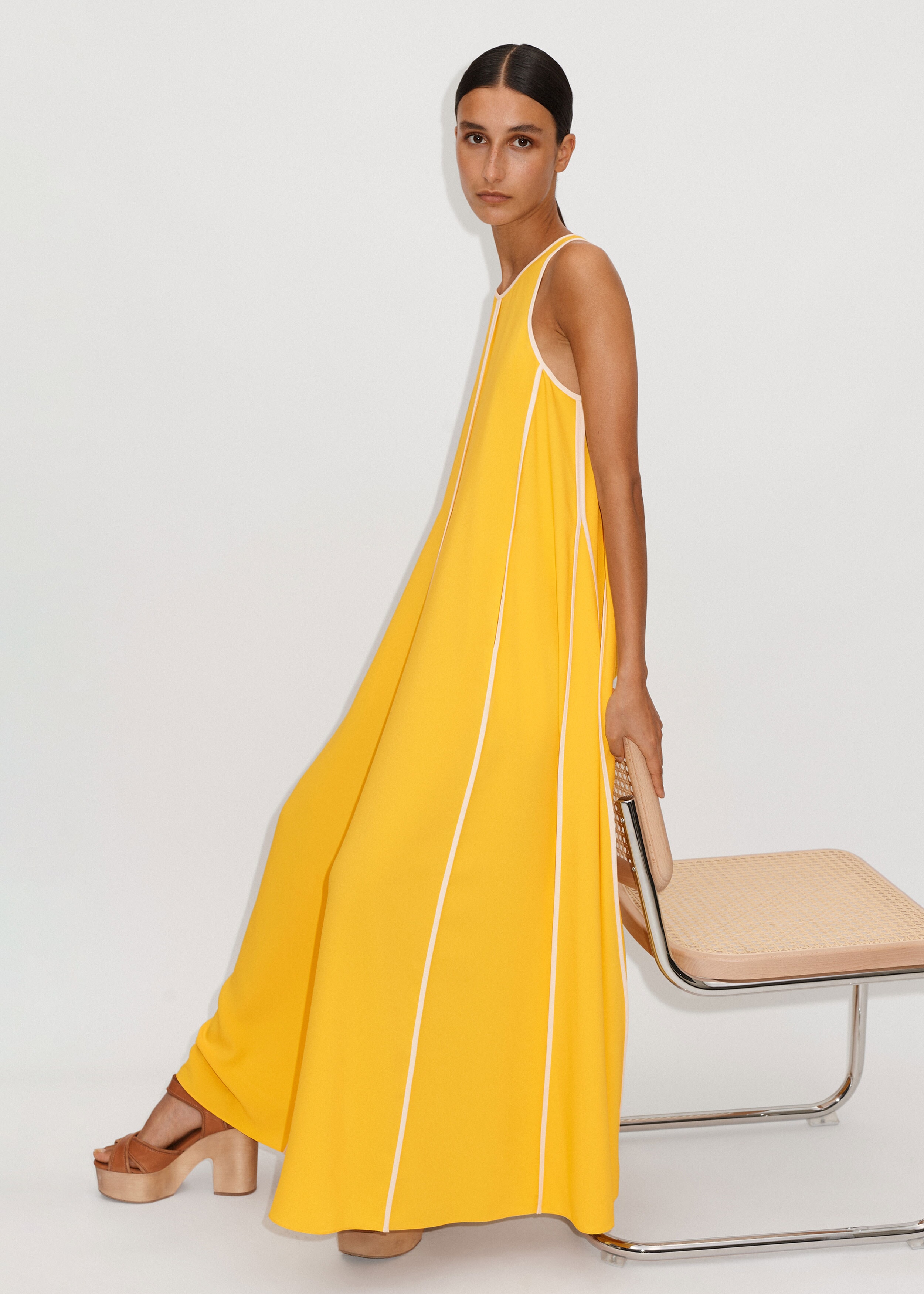 Floaty Godet Halterneck Maxi Dress Intense Yellow/Pale Citrus