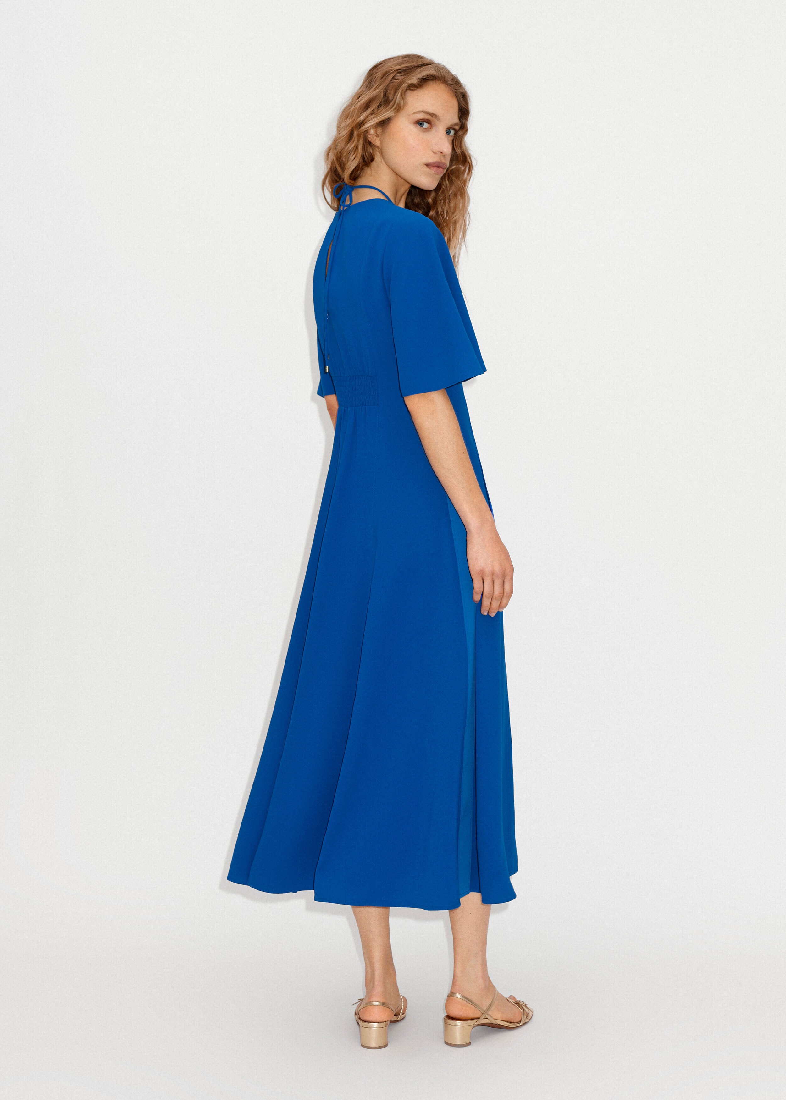 Statement Sleeve Maxi Dress + Belt Electric Blue