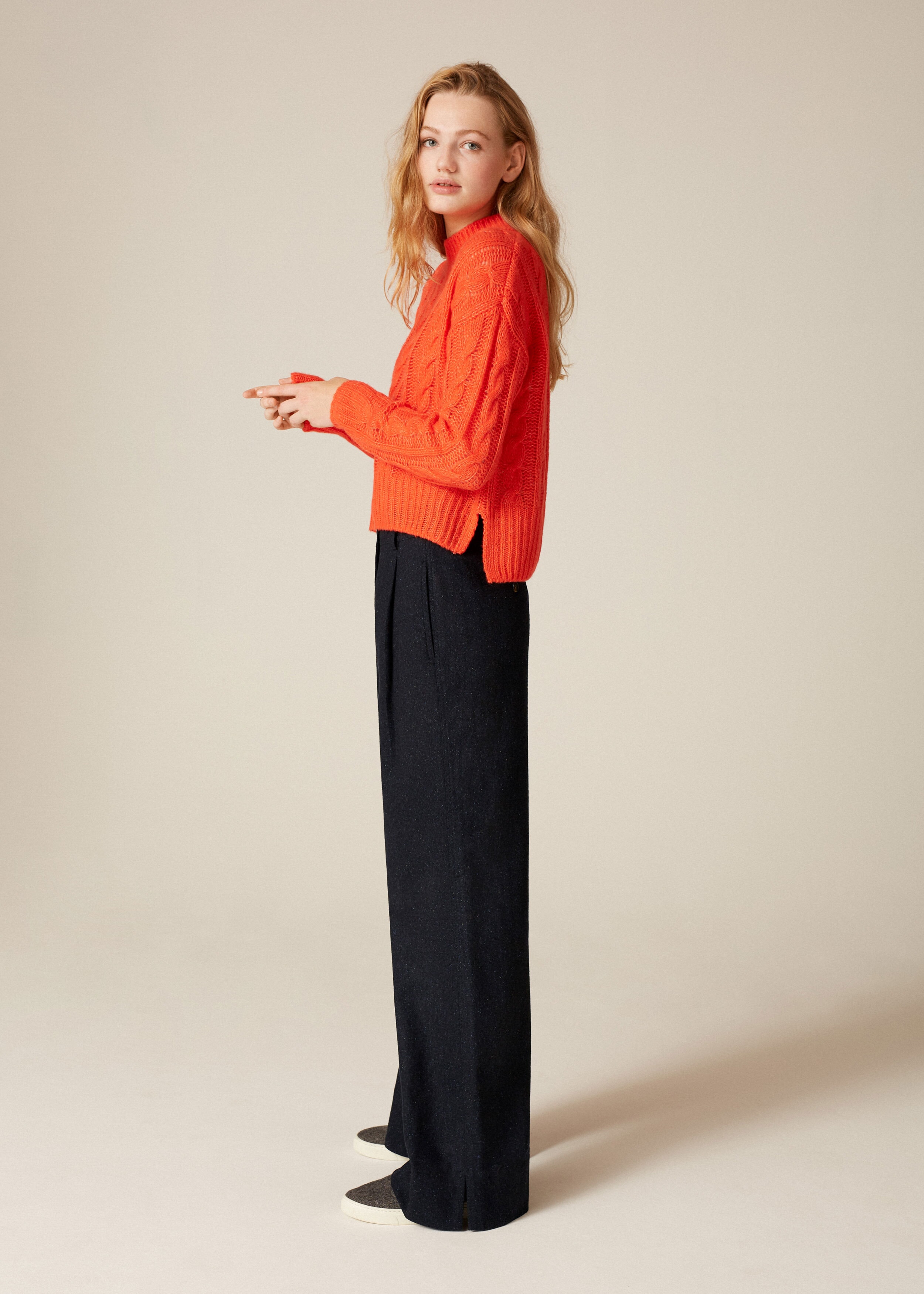 Italian Speckle Relaxed Straight Leg Pant Navy