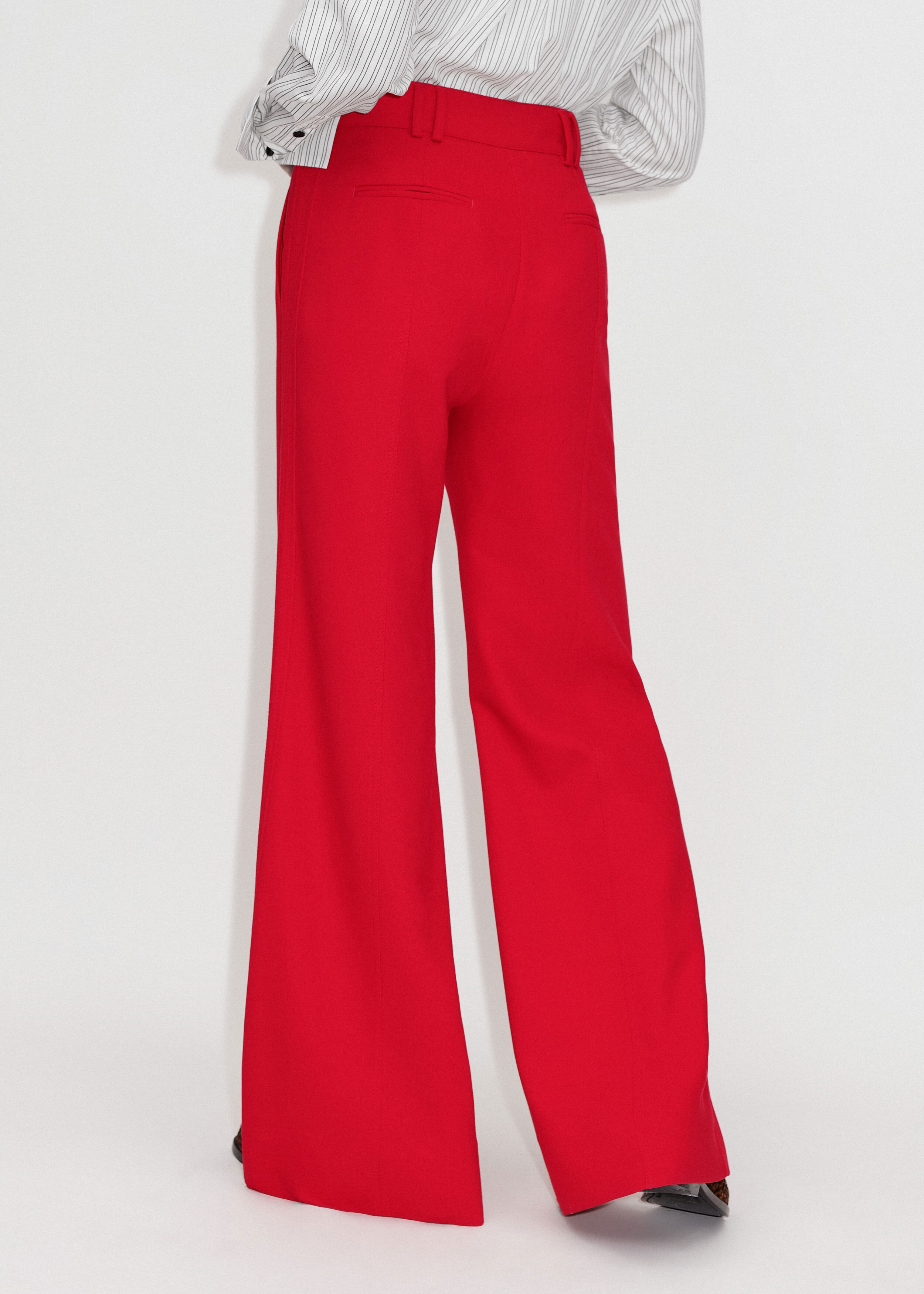 Luxe Flared Wide-Leg Pant Red