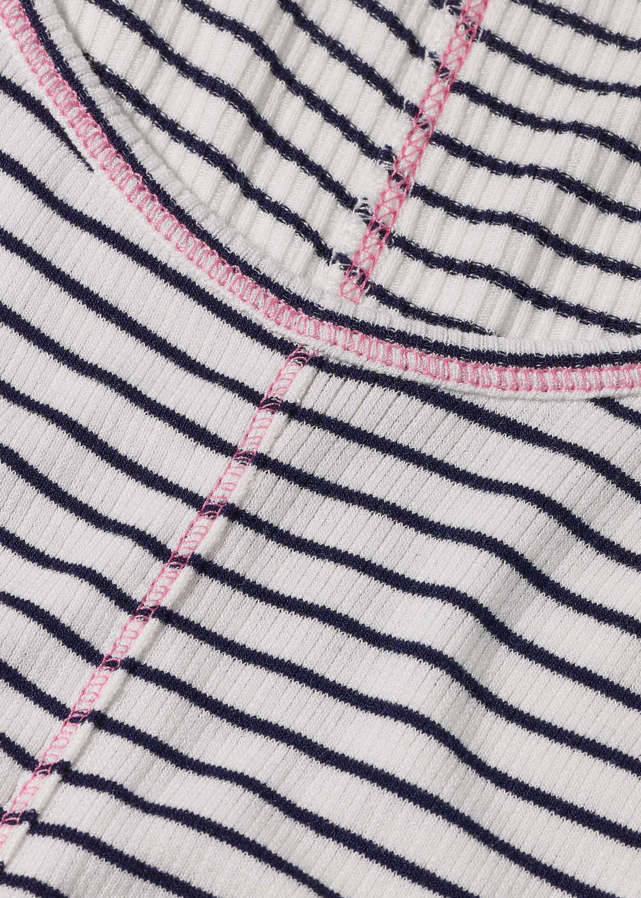 Contrast Stitch Stripe Rib Top Navy/Soft White