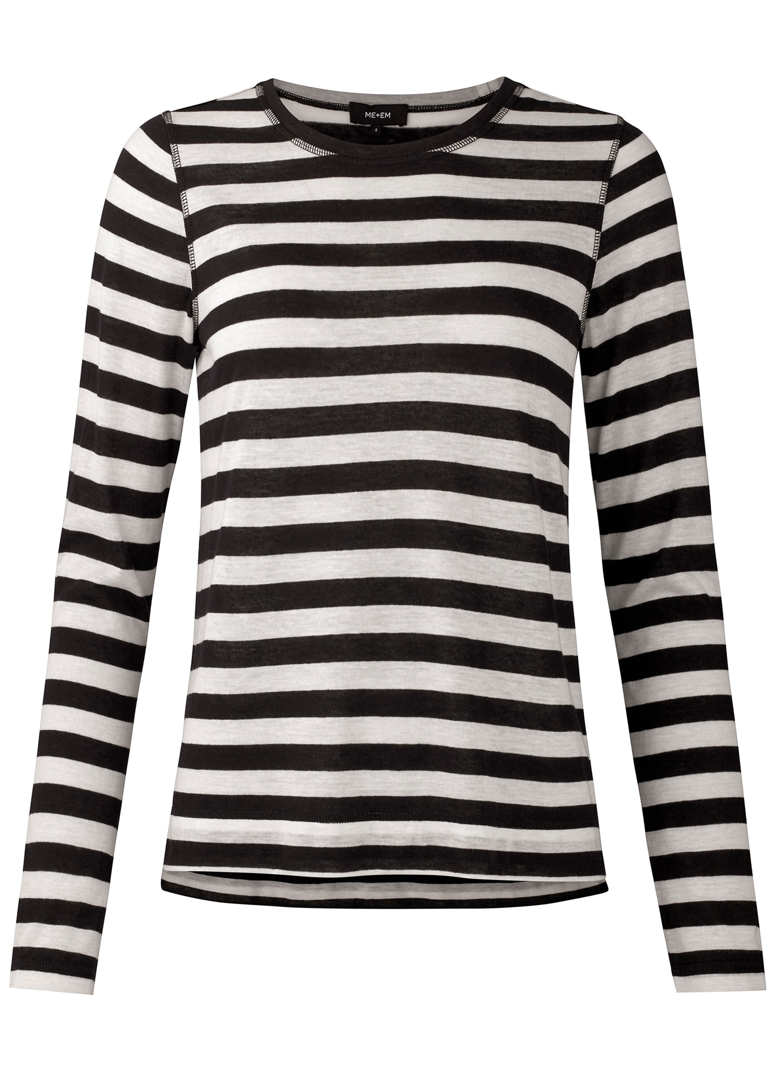Wool Jersey Boxy Stripe Tee Black/Soft White
