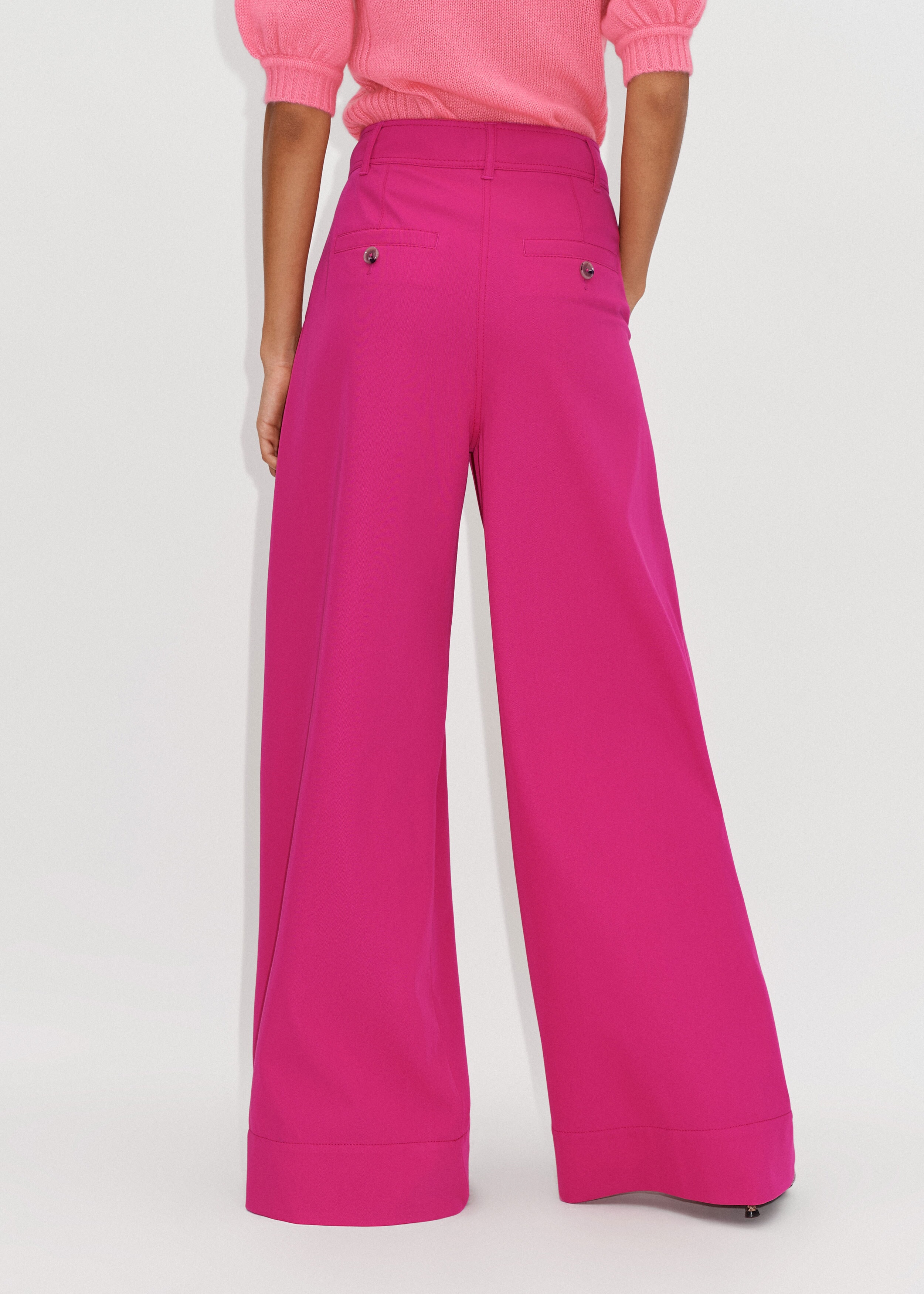 Spring Twill Wide-Leg Pant Bright Rose