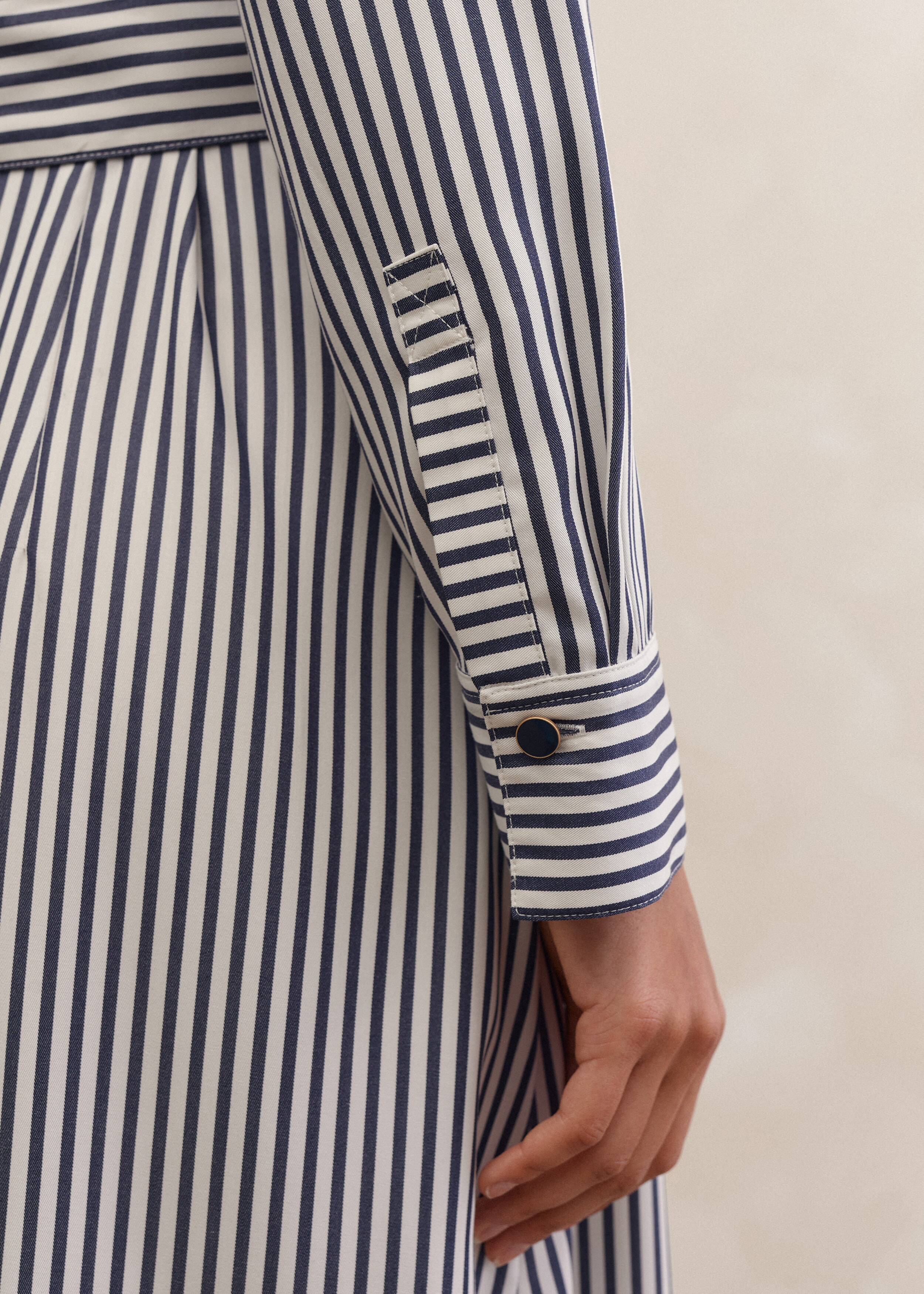 Fluid Stripe Maxi Shirt Dress + Belt Navy/Soft White