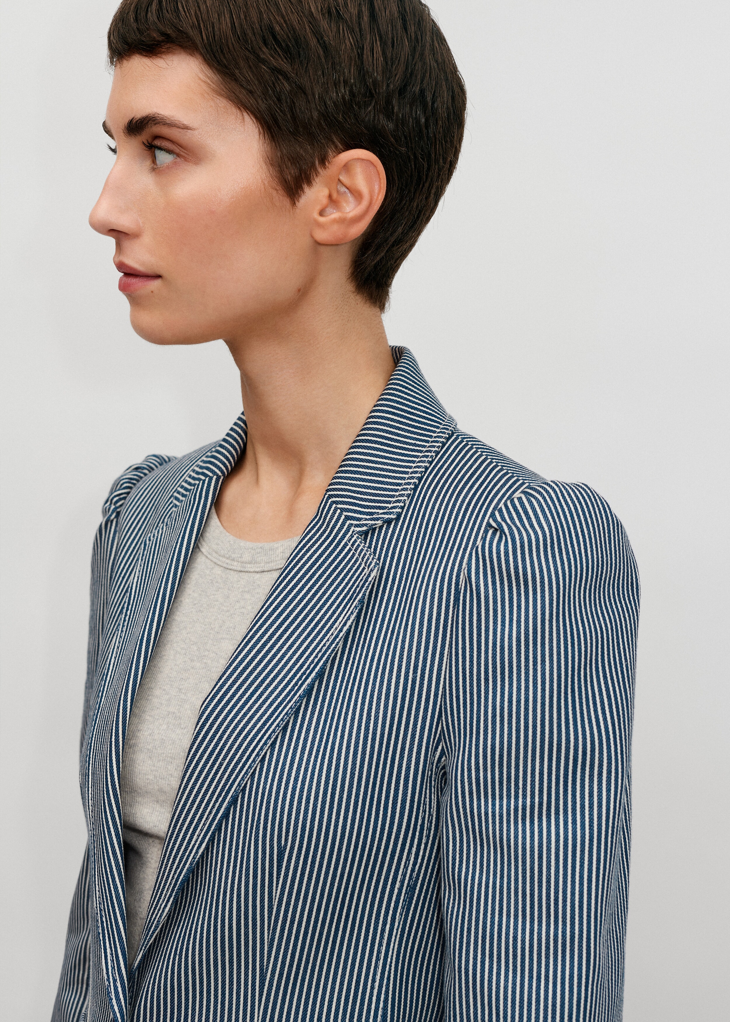 Italian Stripe Tailoring Feminine Blazer Blue/White