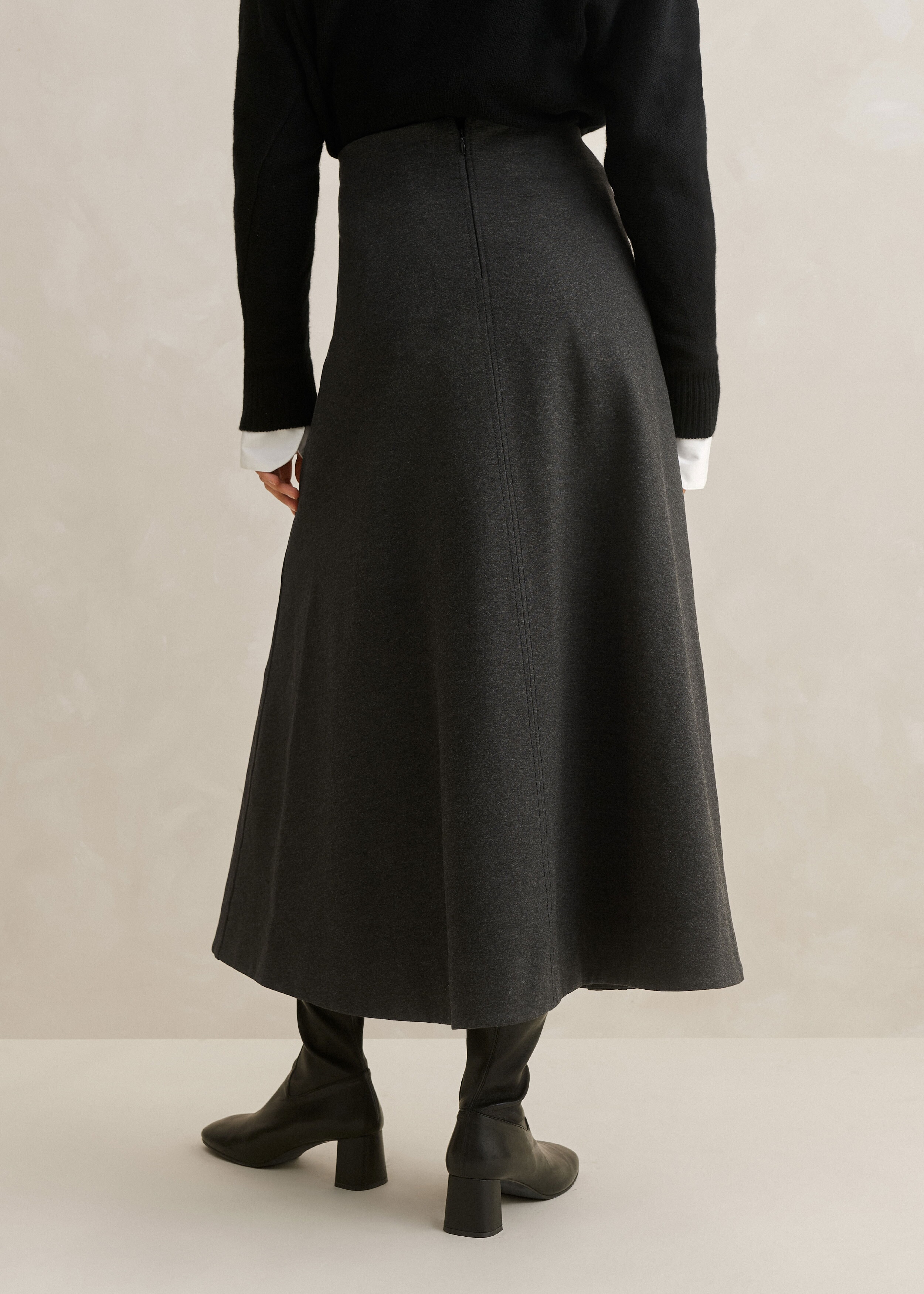 Travel Tailoring A-Line Skirt Charcoal Marl