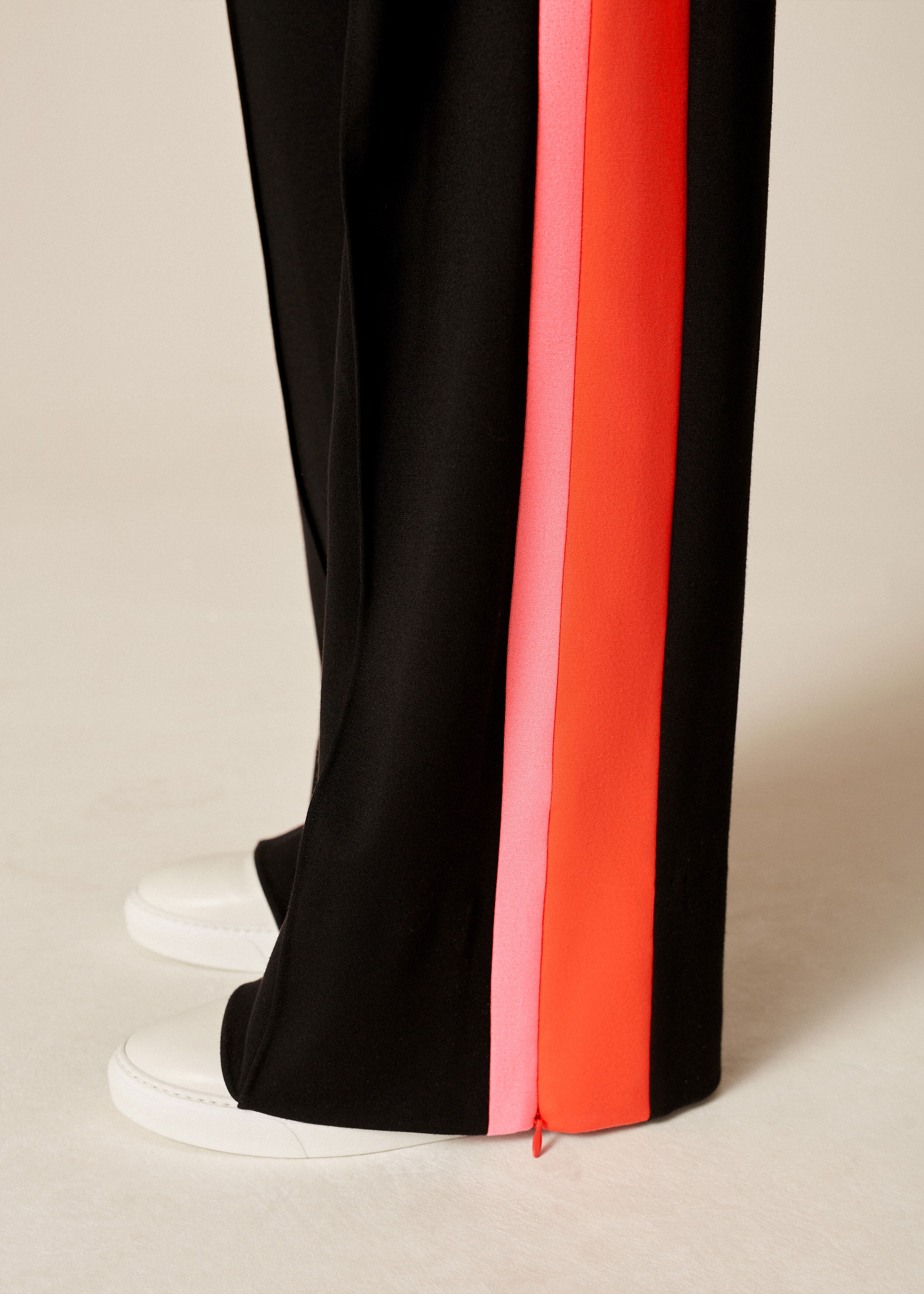 Tailored Ponte Track Pant Black/Persimmon/Candy Pink