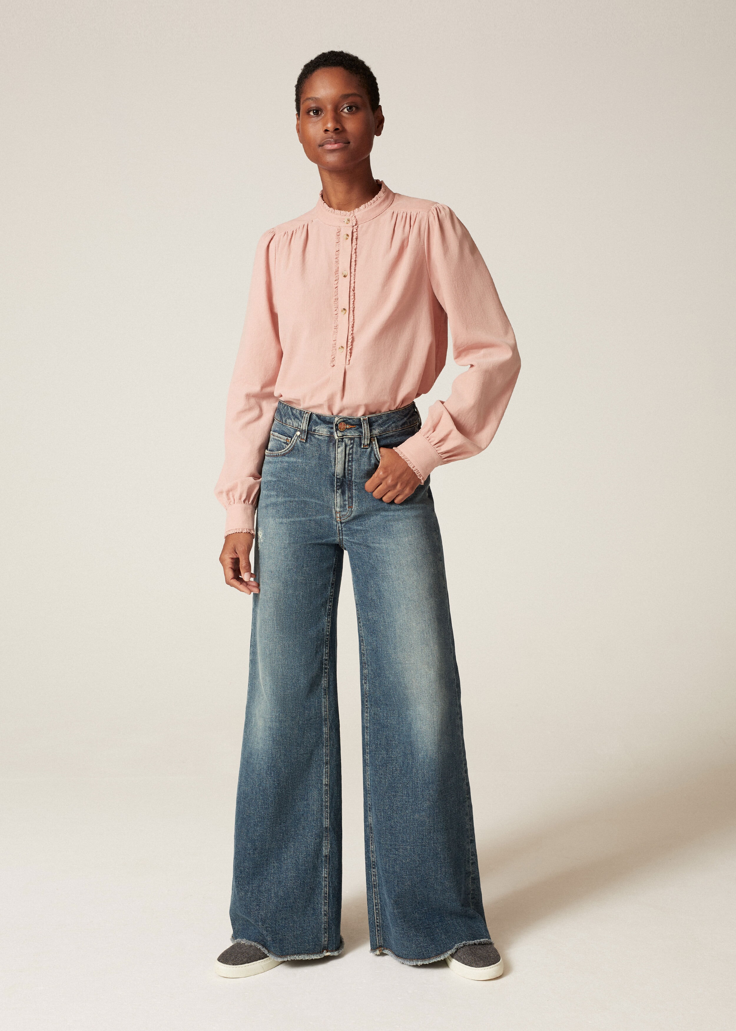 Fluid Corduroy Blouse Dusted Rose