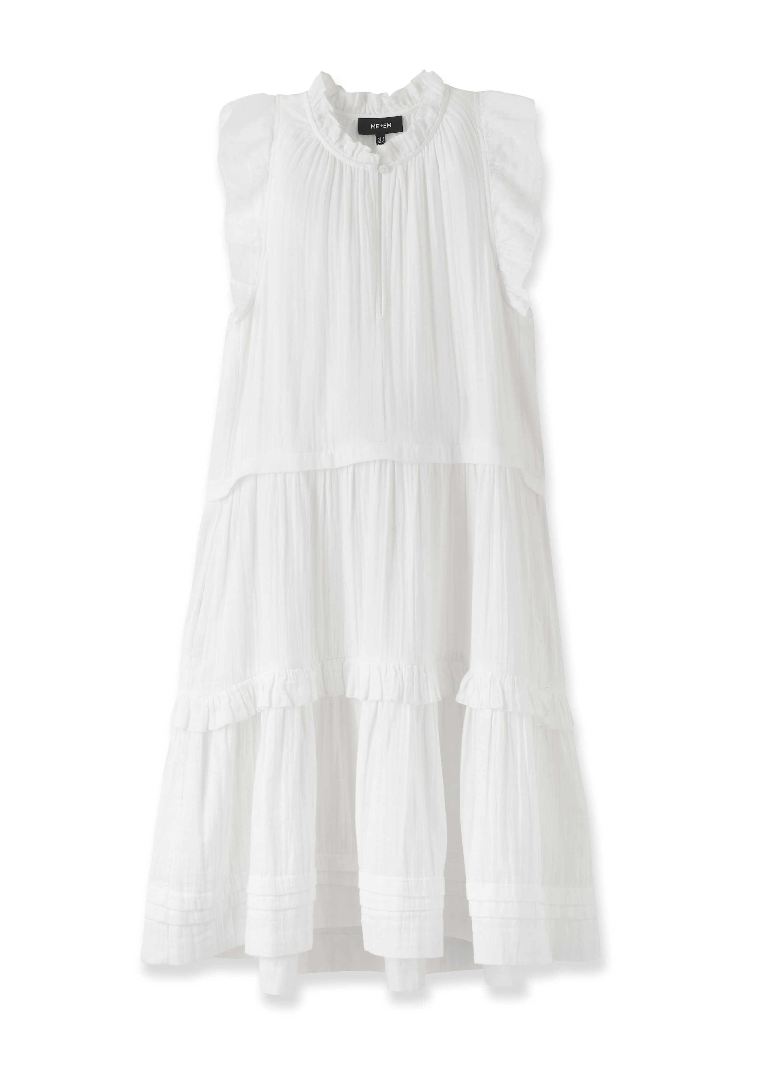 Cheesecloth Frill Swing Dress Soft White