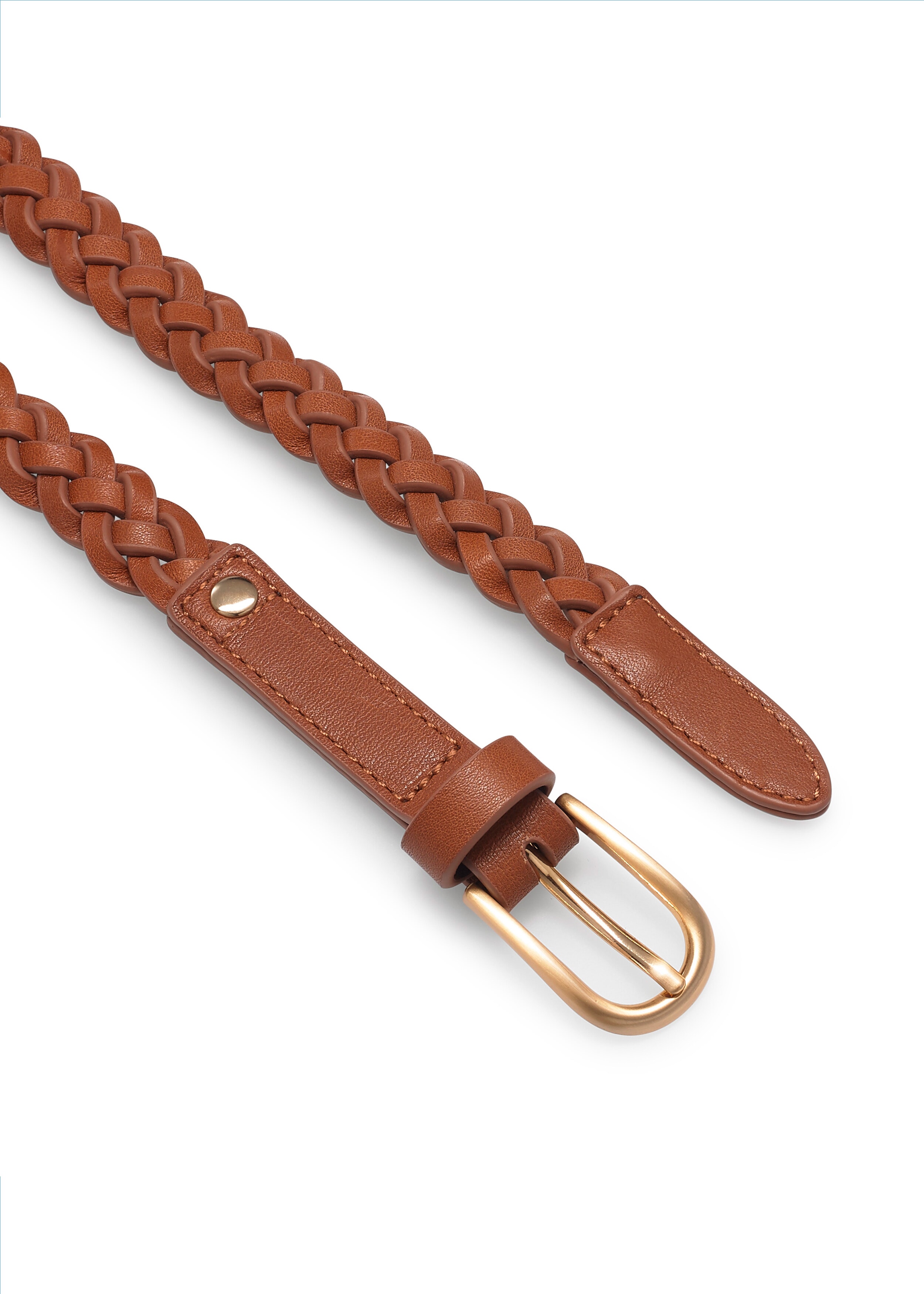 Arrow Hand-Plaited Leather Belt Tan/Gold