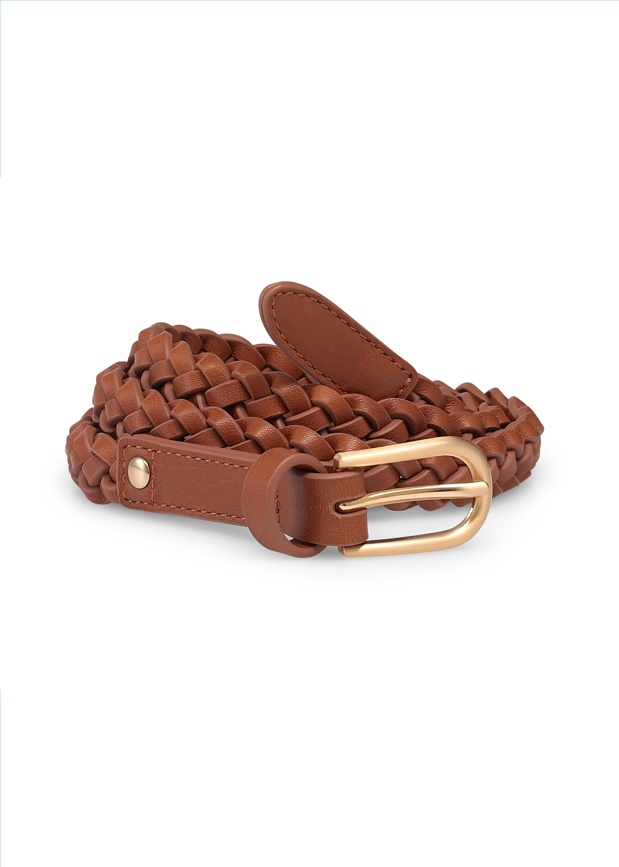 Arrow Hand-Plaited Leather Belt Tan/Gold