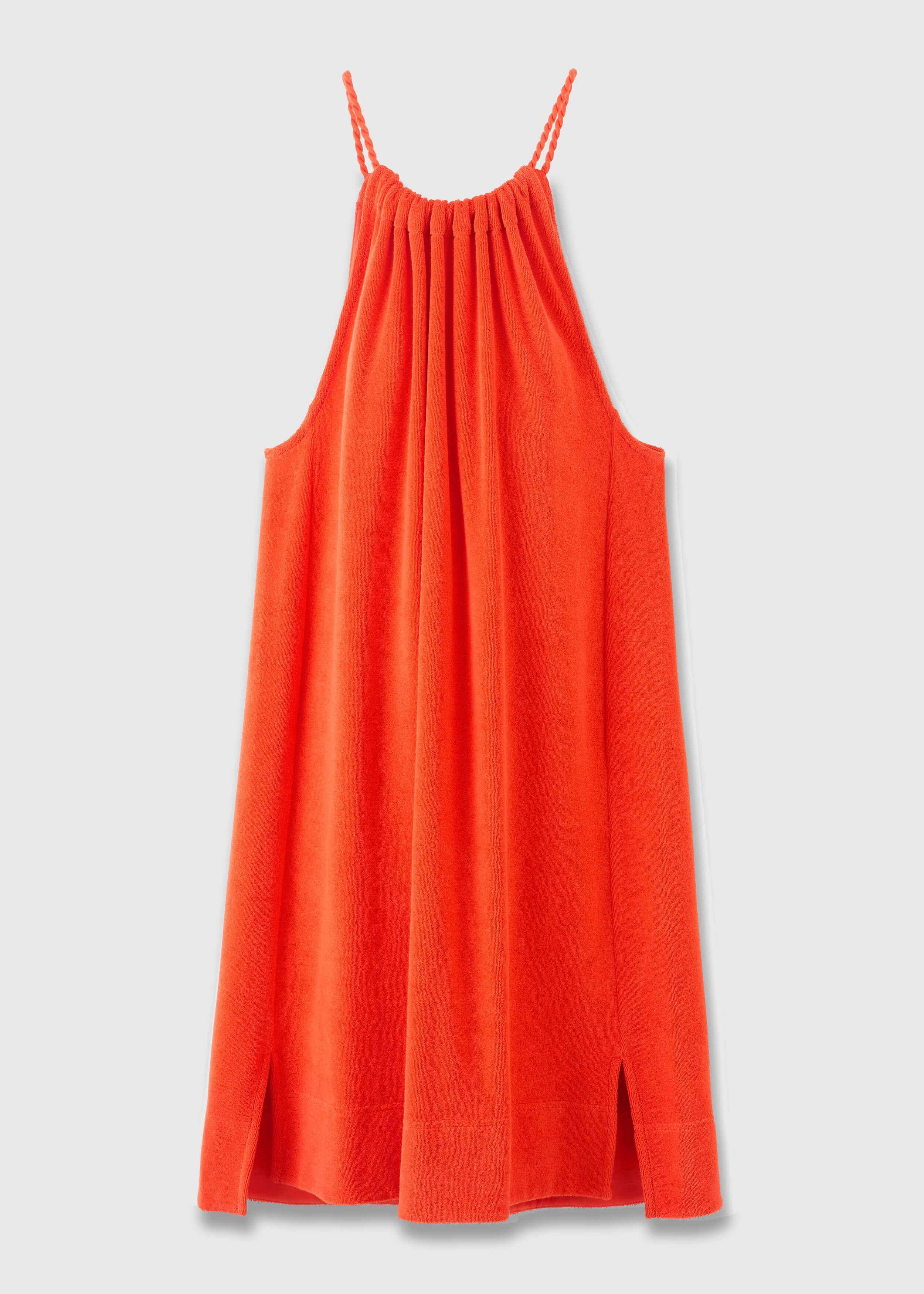 Toweling Halterneck Shift Dress Orange