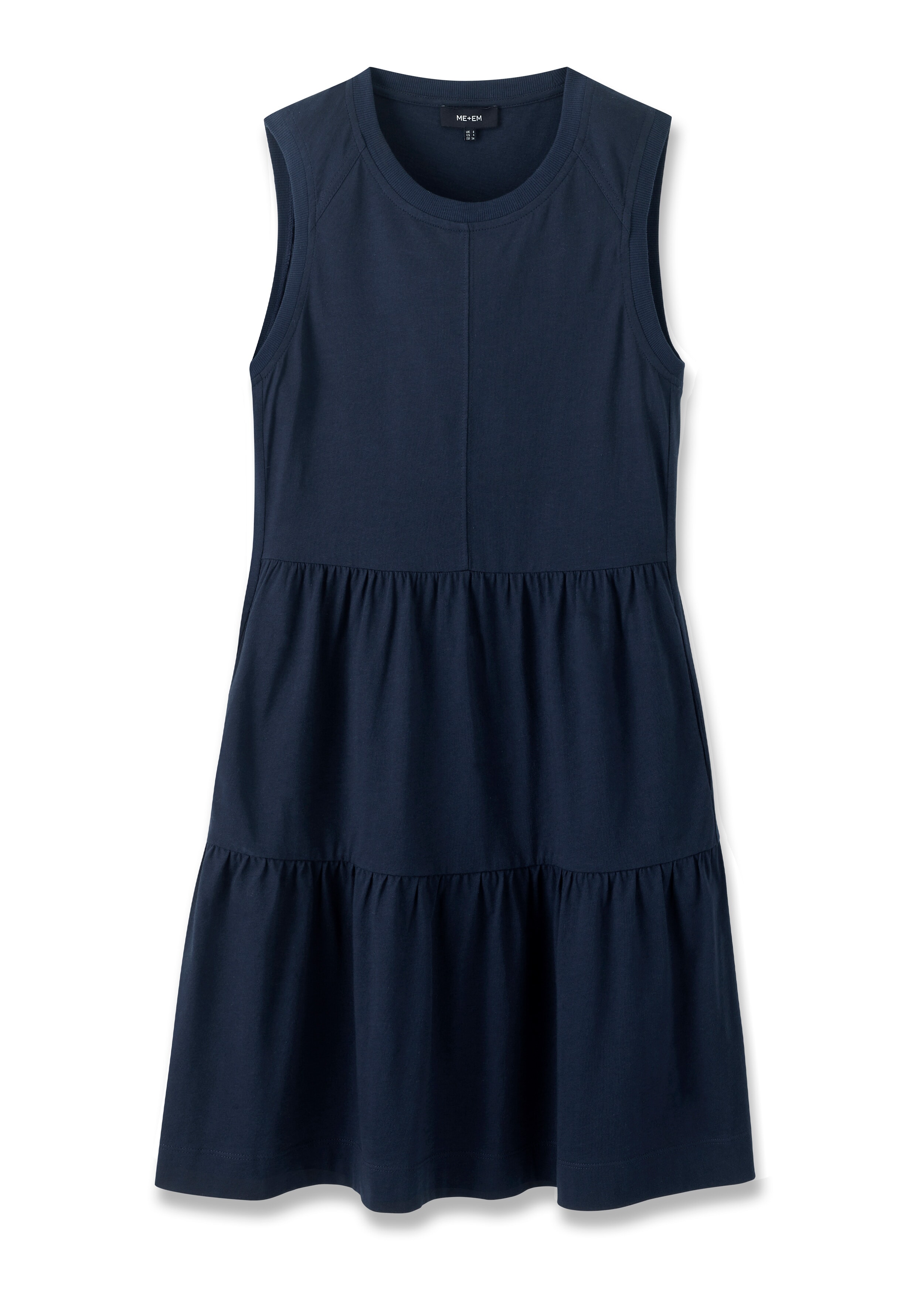 Sleeveless Tiered Short Dress Navy