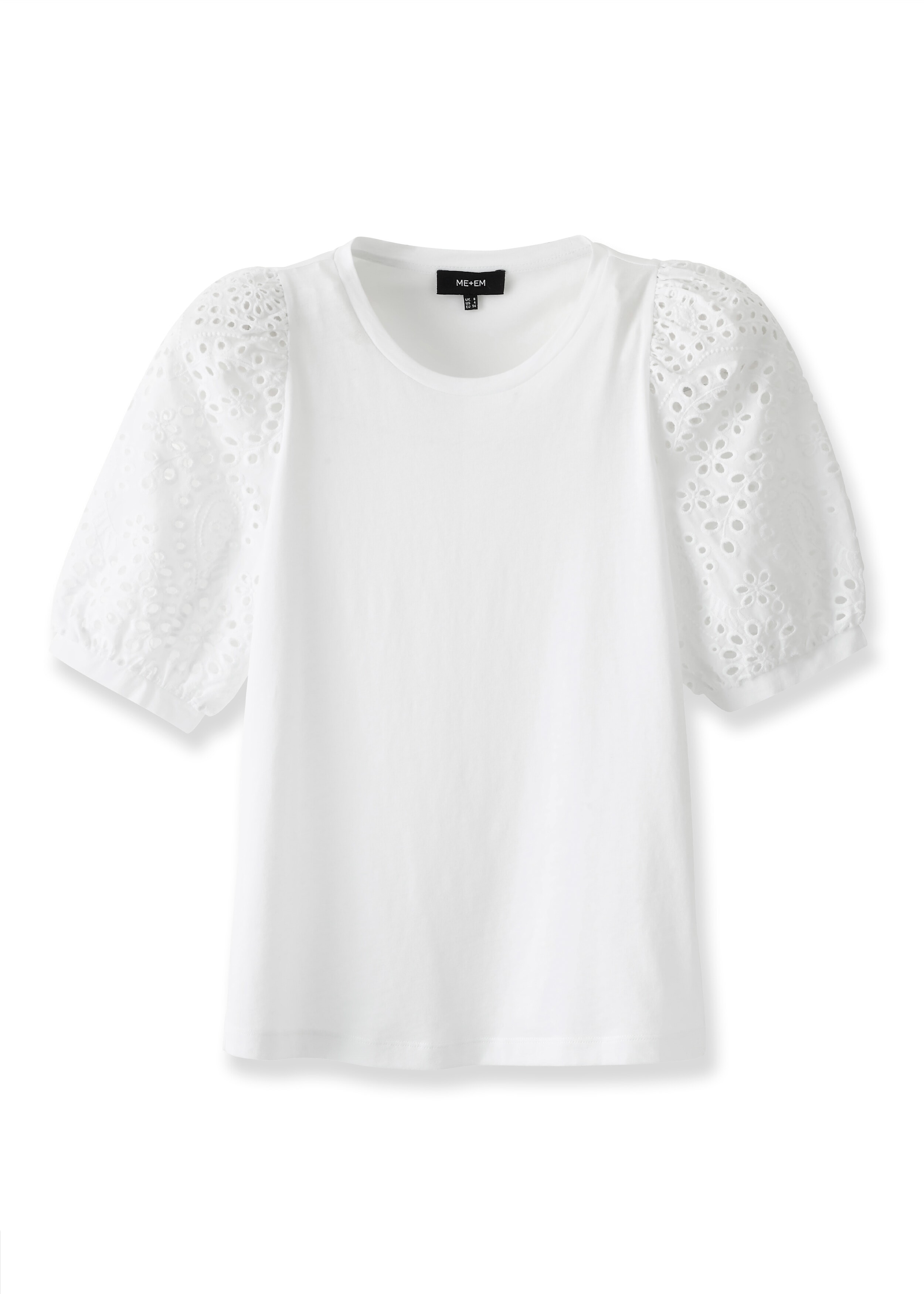 Broderie Sleeve Layering Tee Fresh White