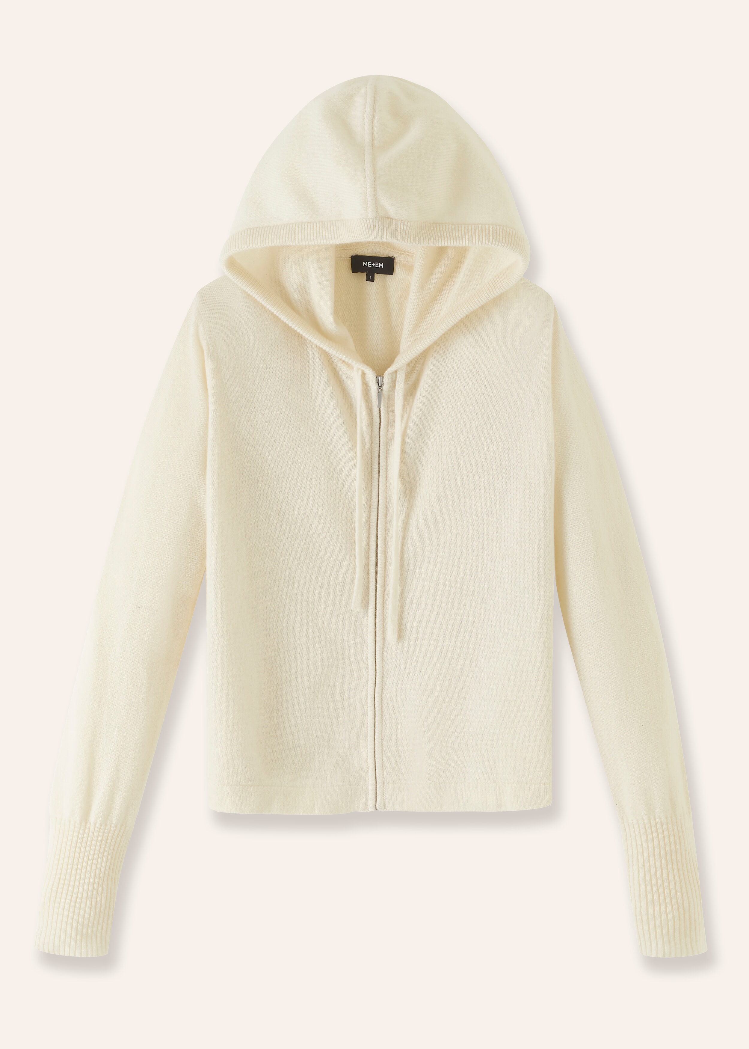 Cashmere Relaxed Fit Box Zip Hoody Natural Cream