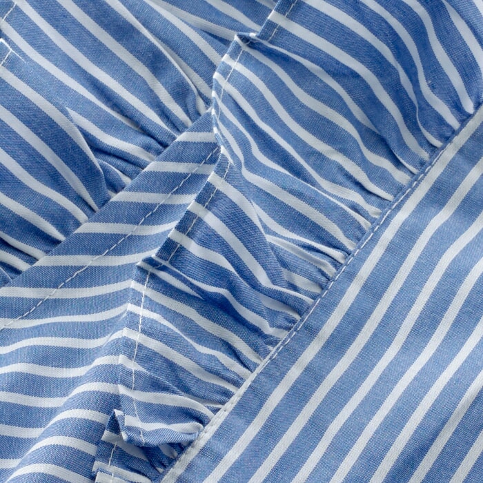 Striped Frill Sleeve Maxi Dress + Belt Blue/White