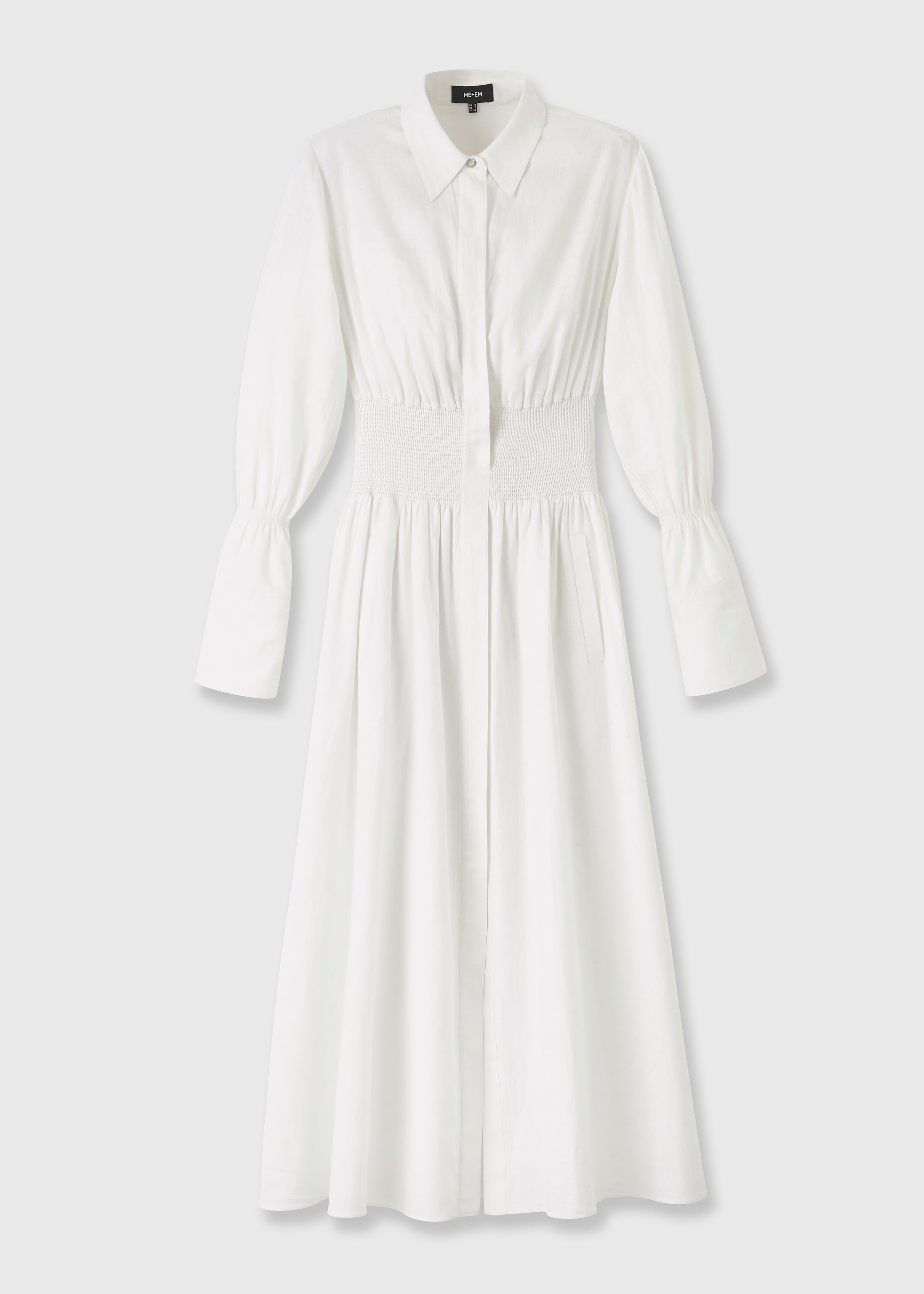 Crease Less Linen Maxi Shirt Dress Soft White