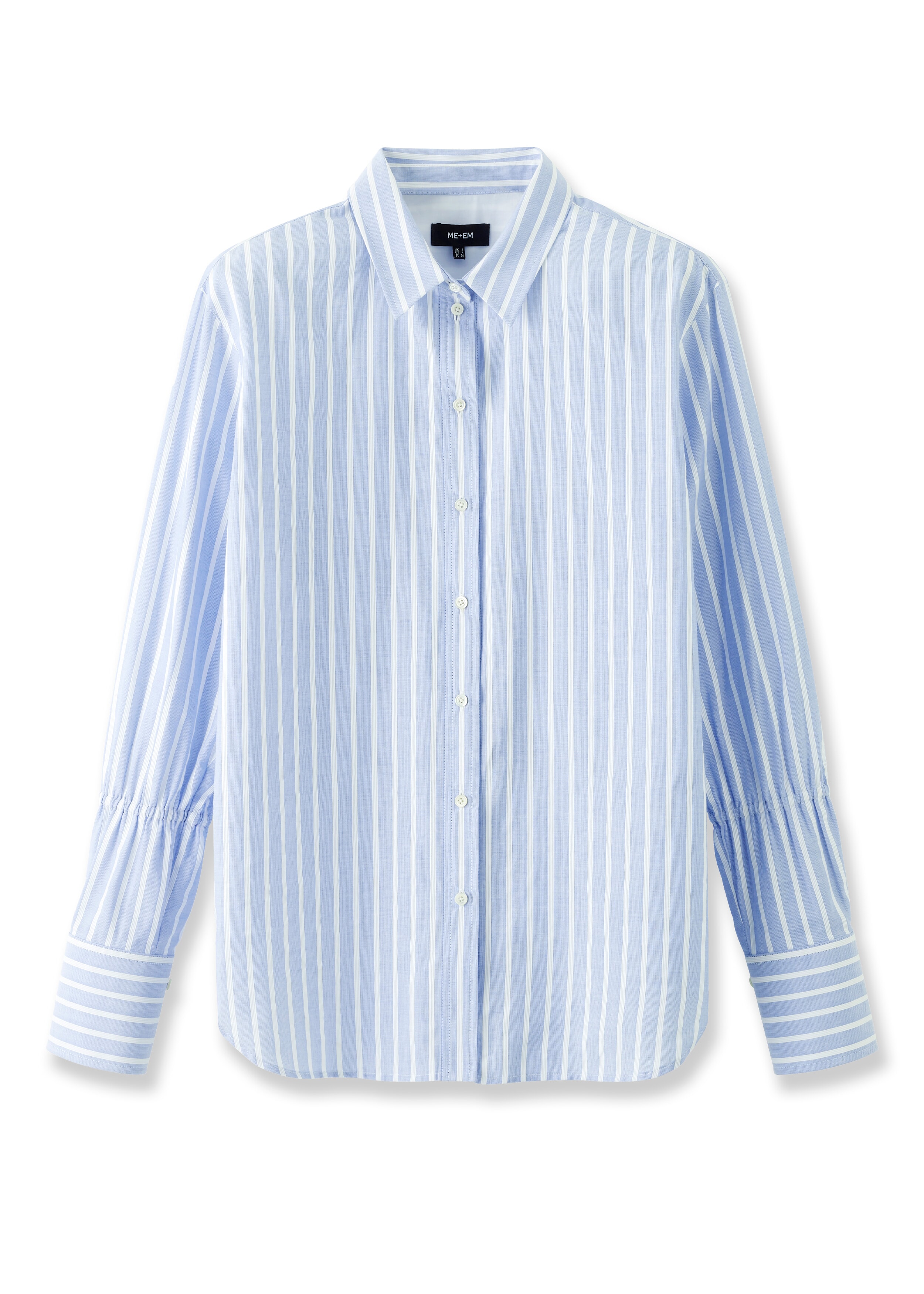 Cotton Elasticated Sleeve Boyfriend Shirt Blue/White