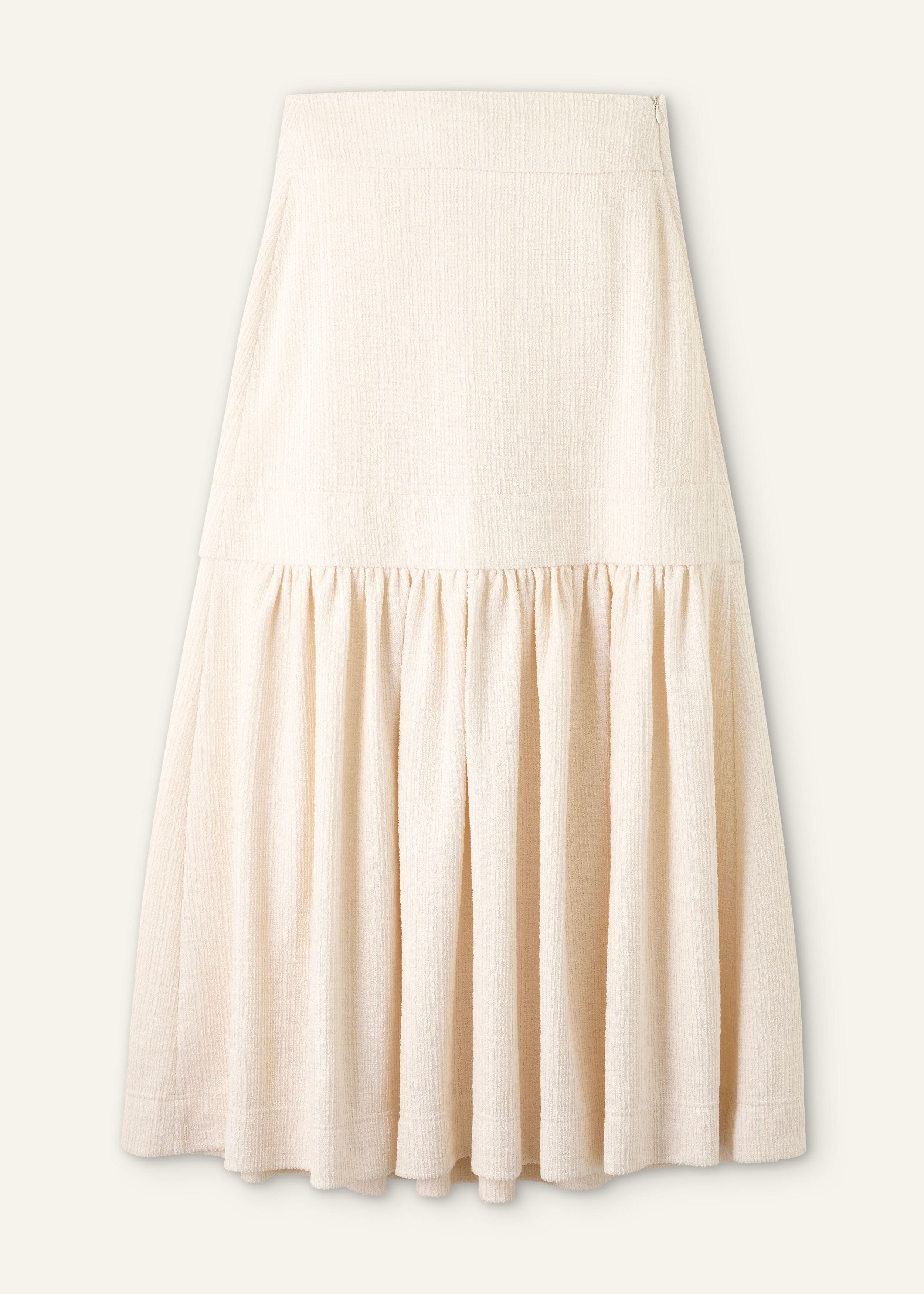 Textured High-Waisted Maxi Skirt Cream