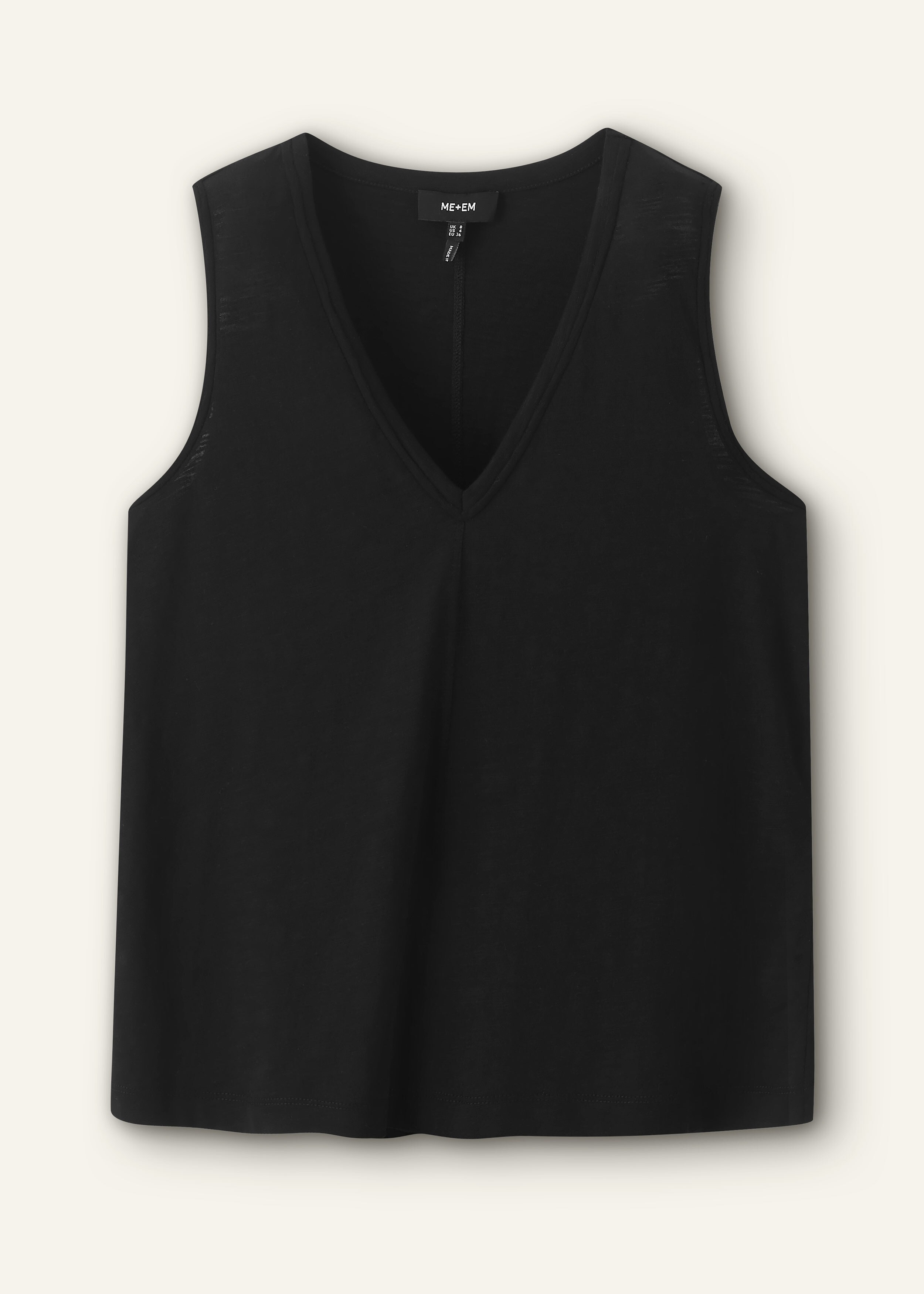 Slub V-Neck Swing Vest Black