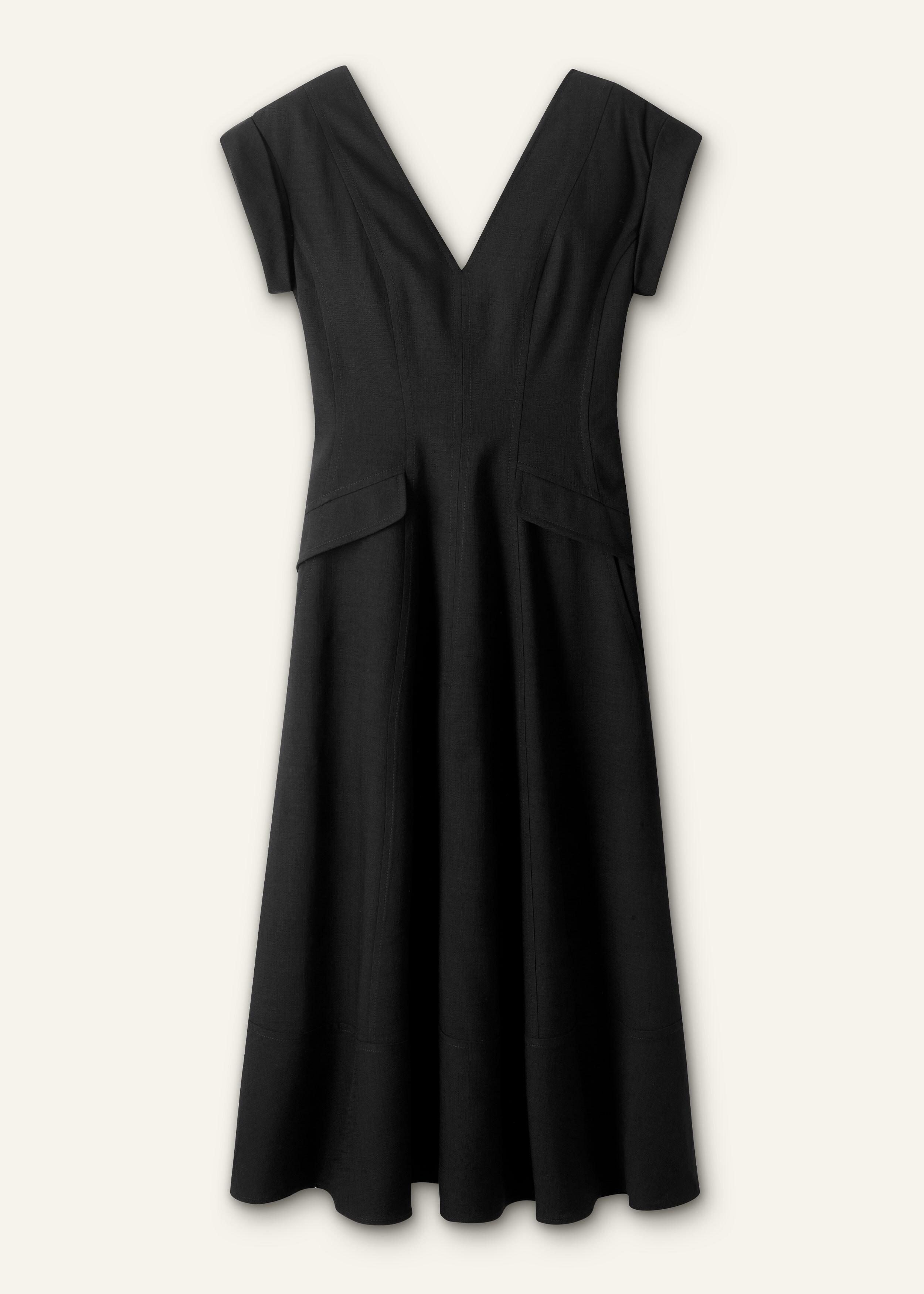 Tailored Flare Midi Dress Black