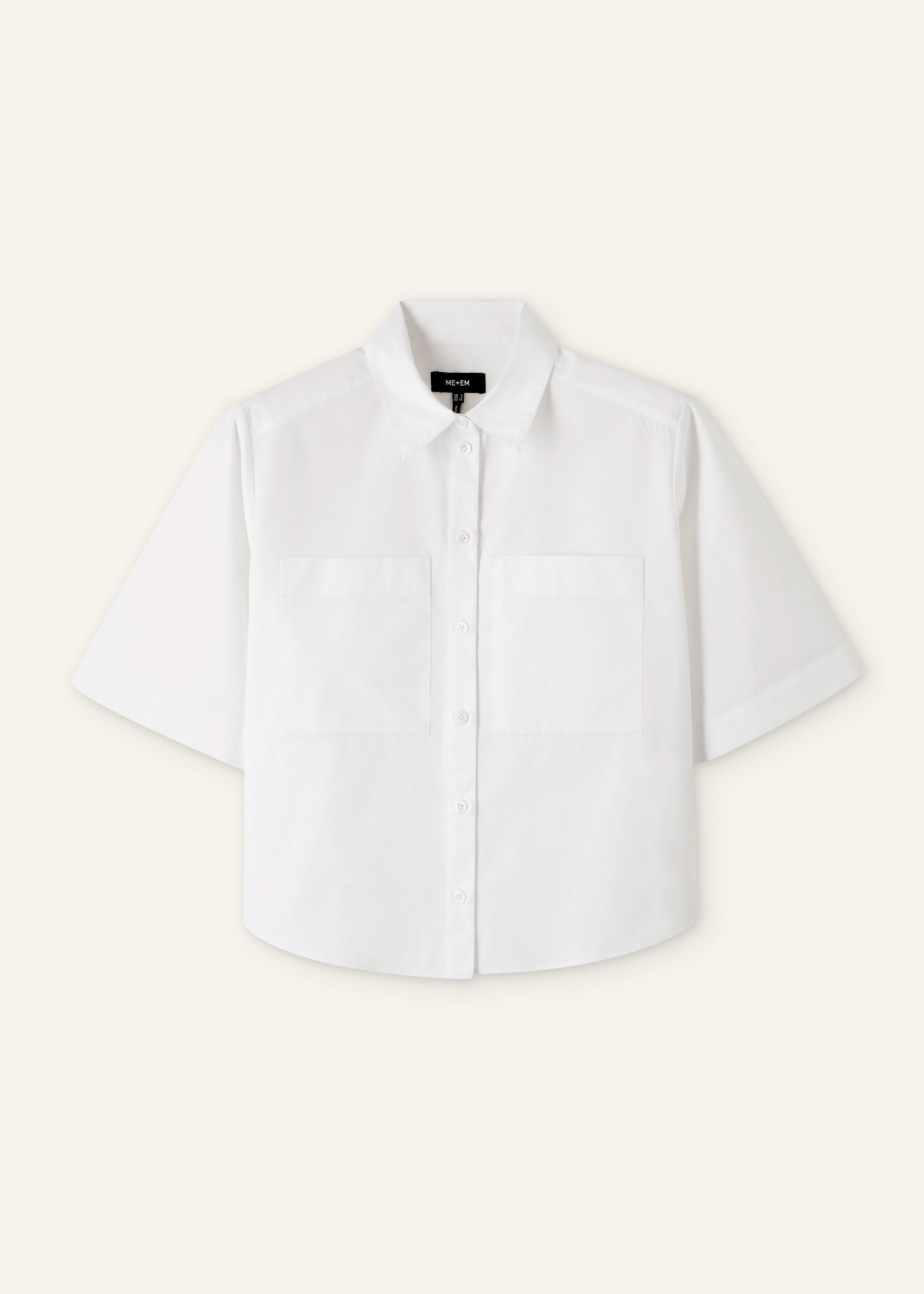 Boxy Cargo Crop Shirt White