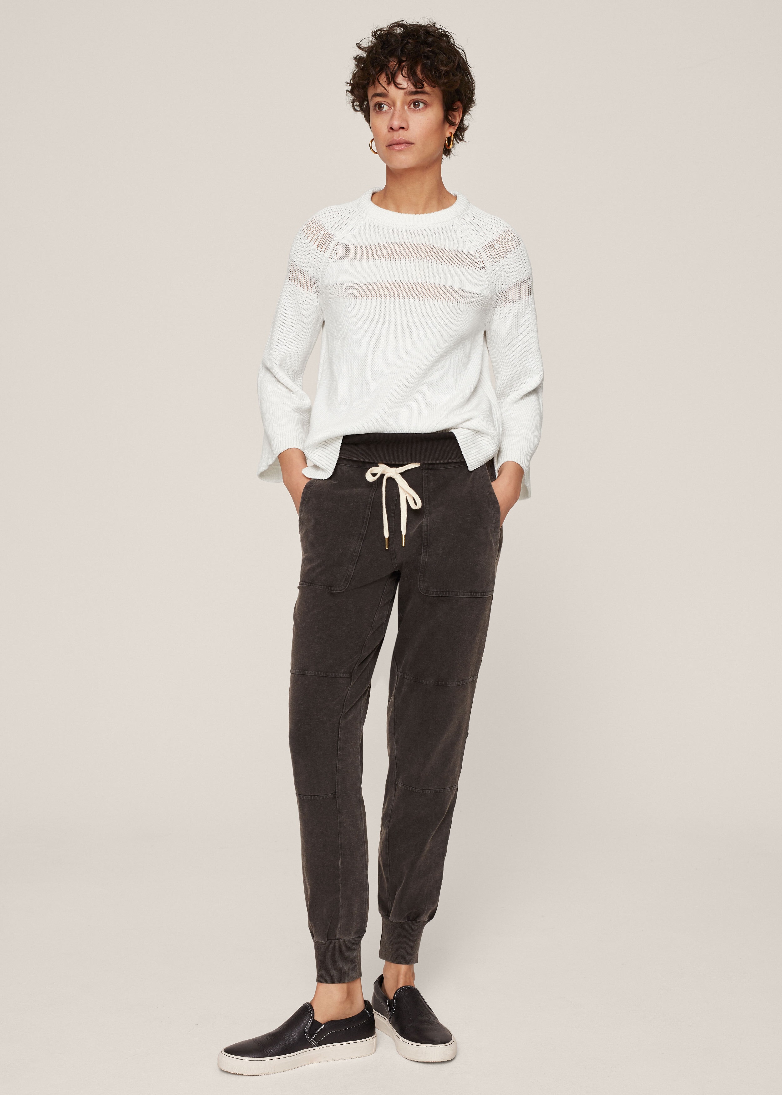 Stripe Wide Sleeve Sweater Fresh White