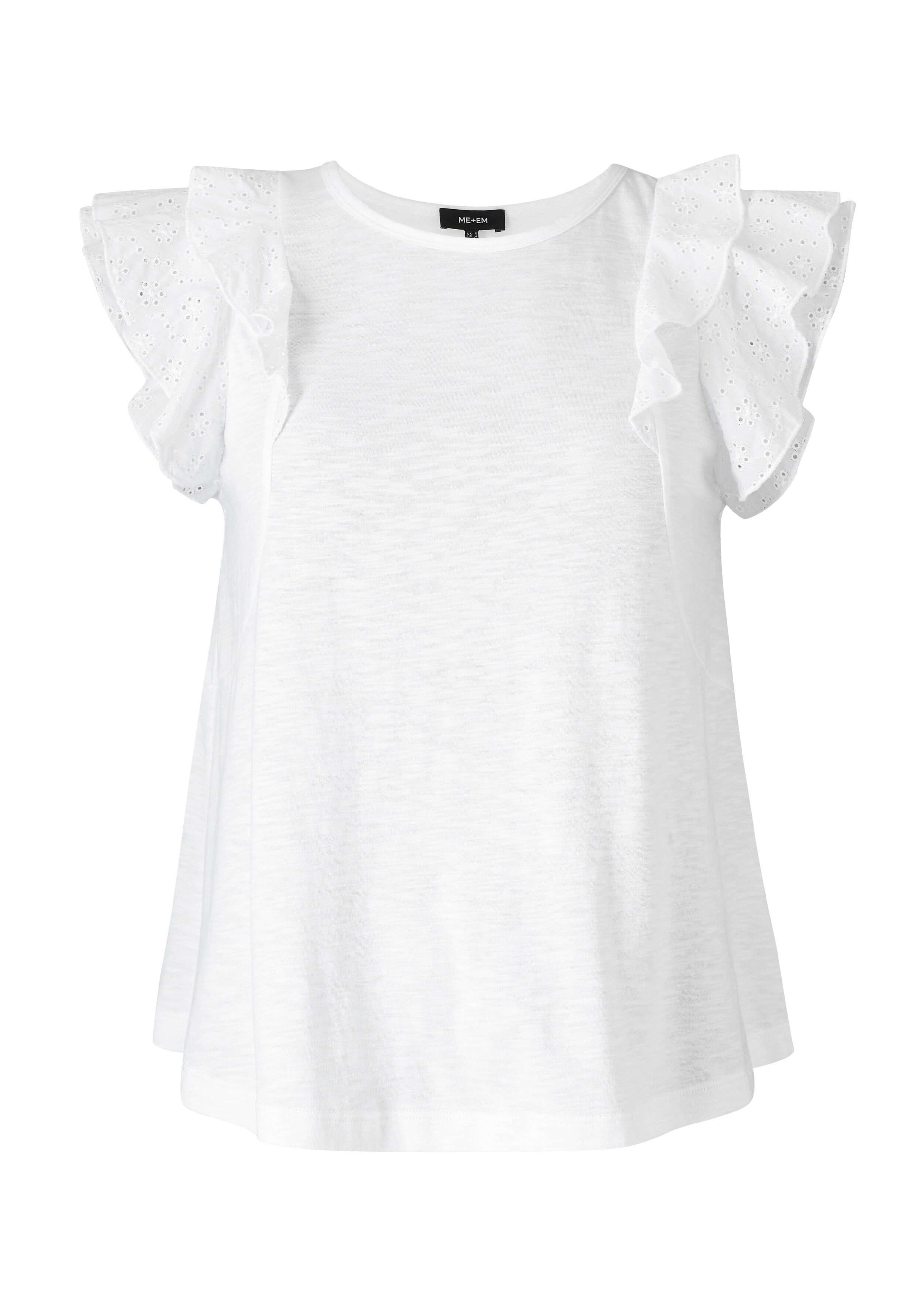 Broderie Frill Swing Top Fresh White