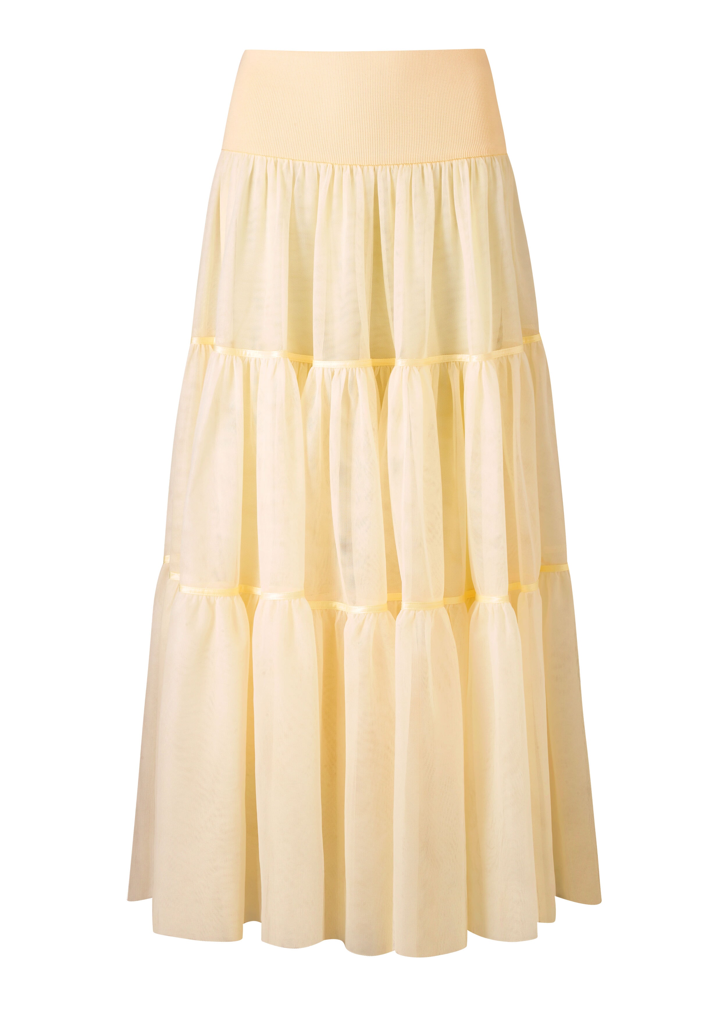 Tulle Tiered Maxi Skirt Soft Lemon