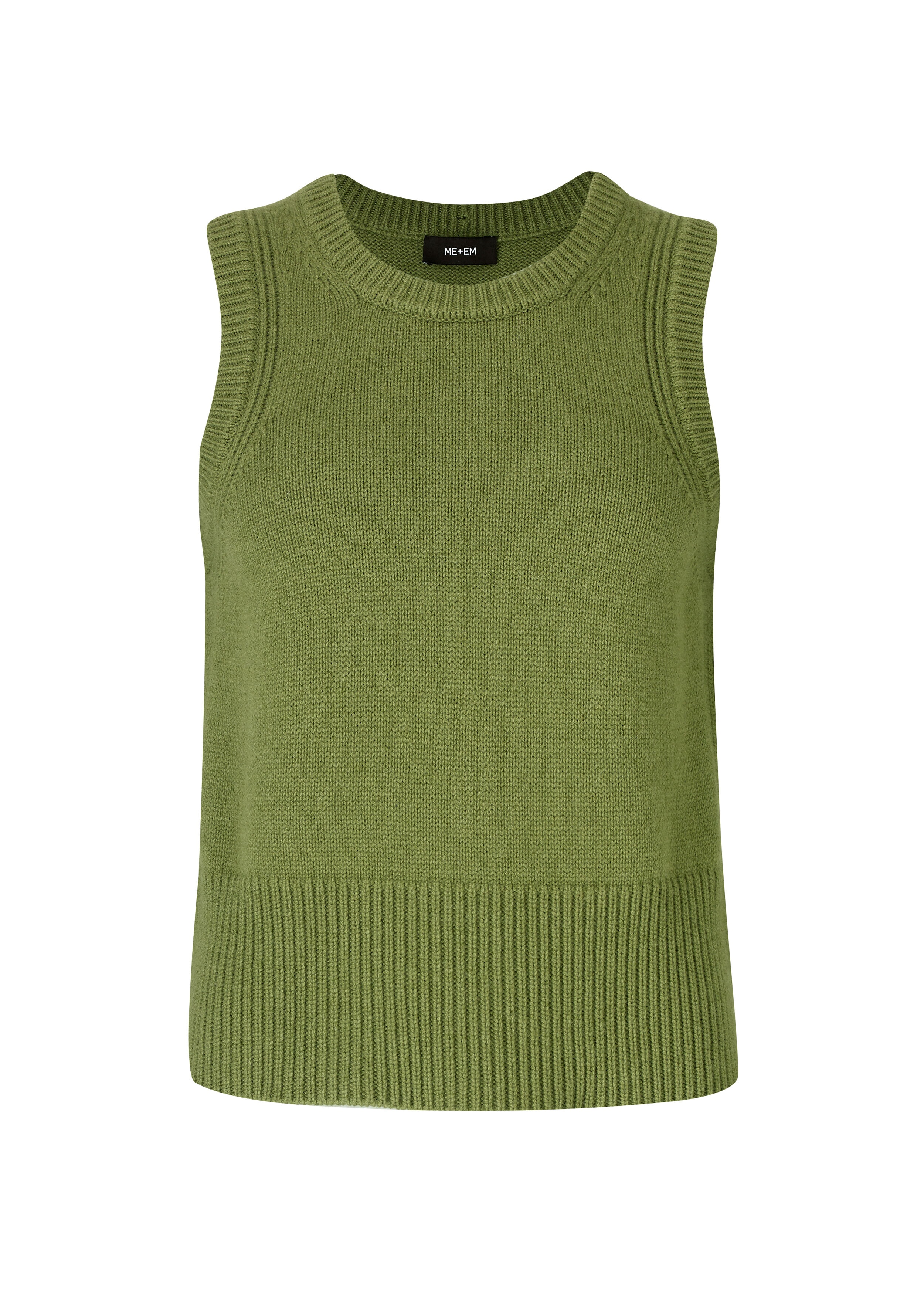 Merino Cashmere Neat Sweater Vest + Snood Olive