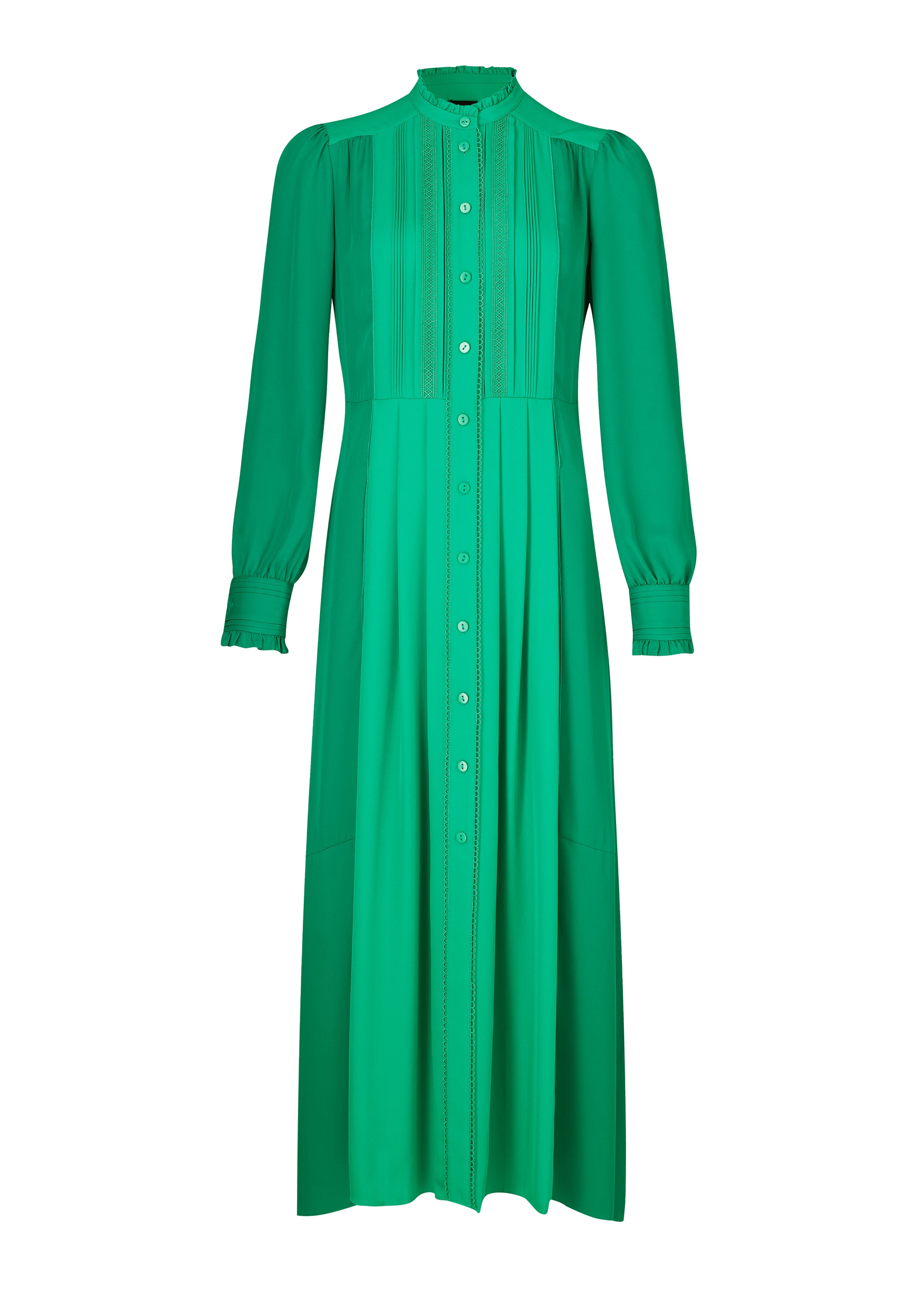 Silk Colour Block Feminine Dress + Belt Vibrant Green/Parakeet