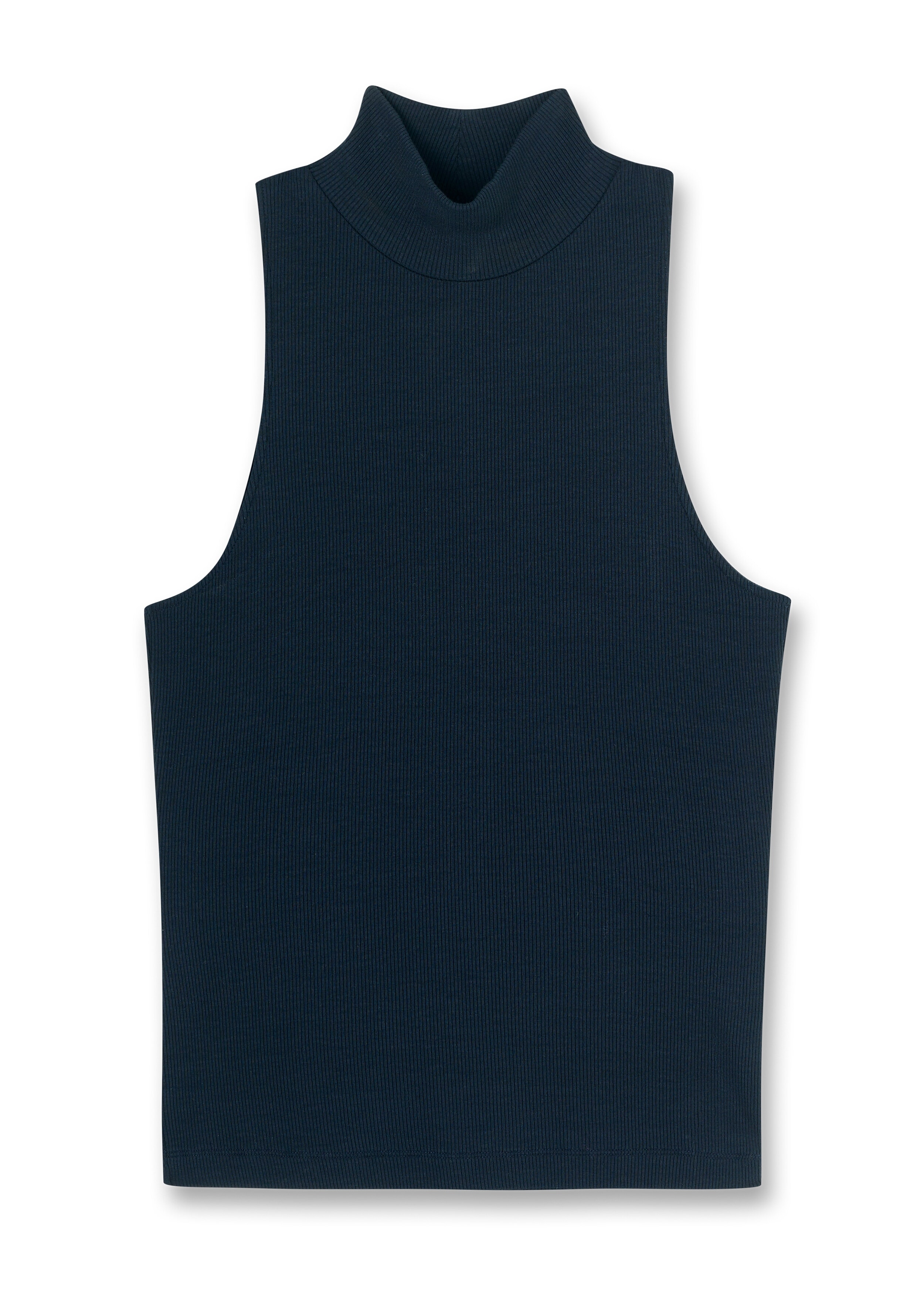 High Neck Racer Rib Top Navy