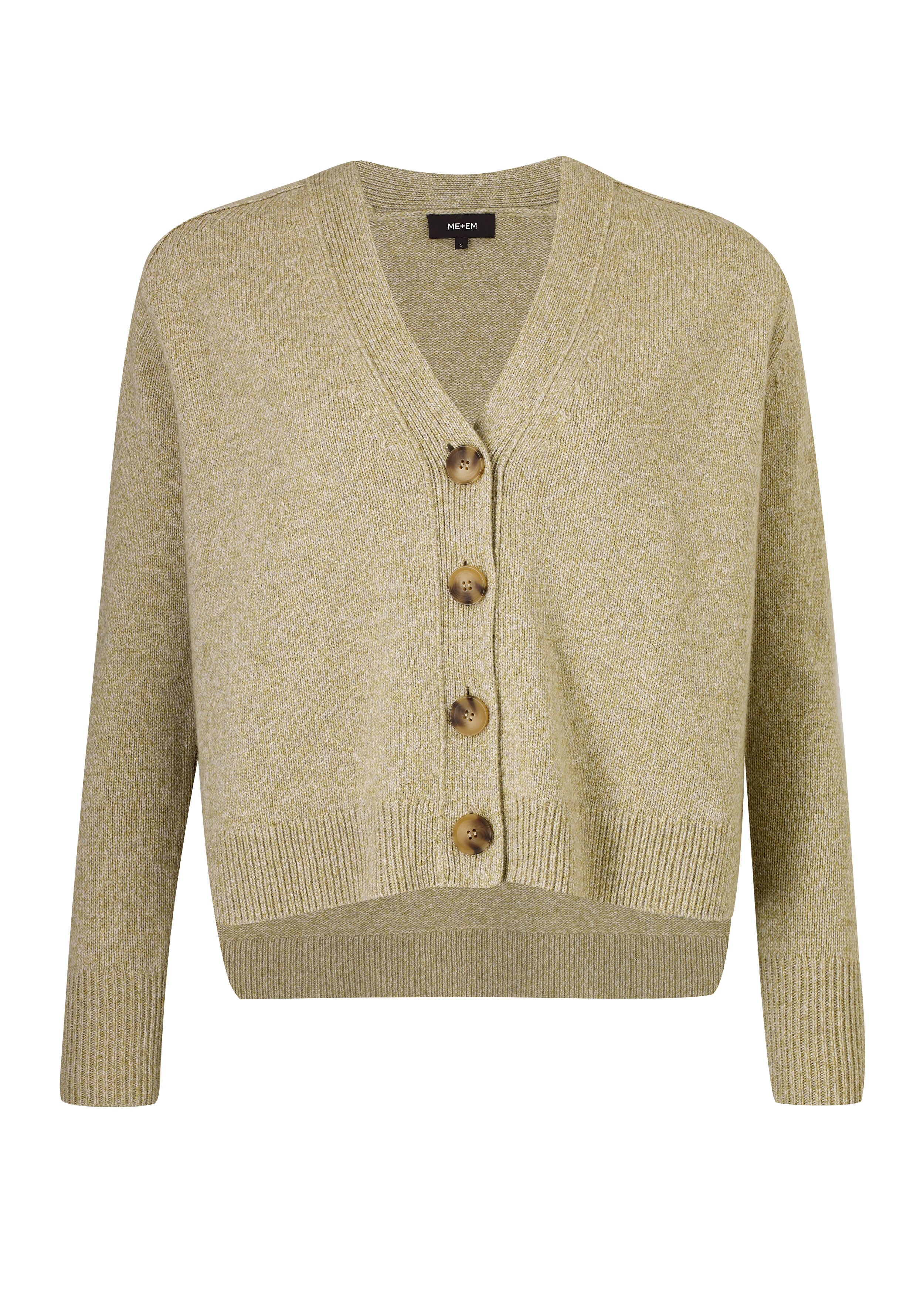 Merino Cashmere Mouliné Cardigan Light Khaki Mouline