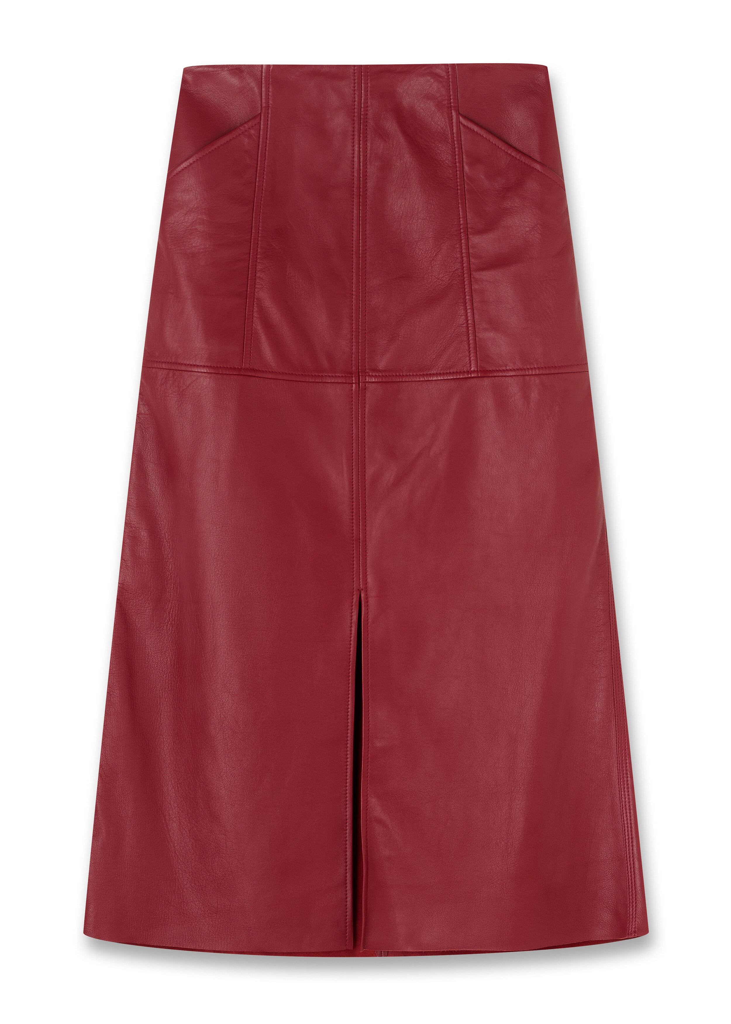 Leather A-Line Skirt Red