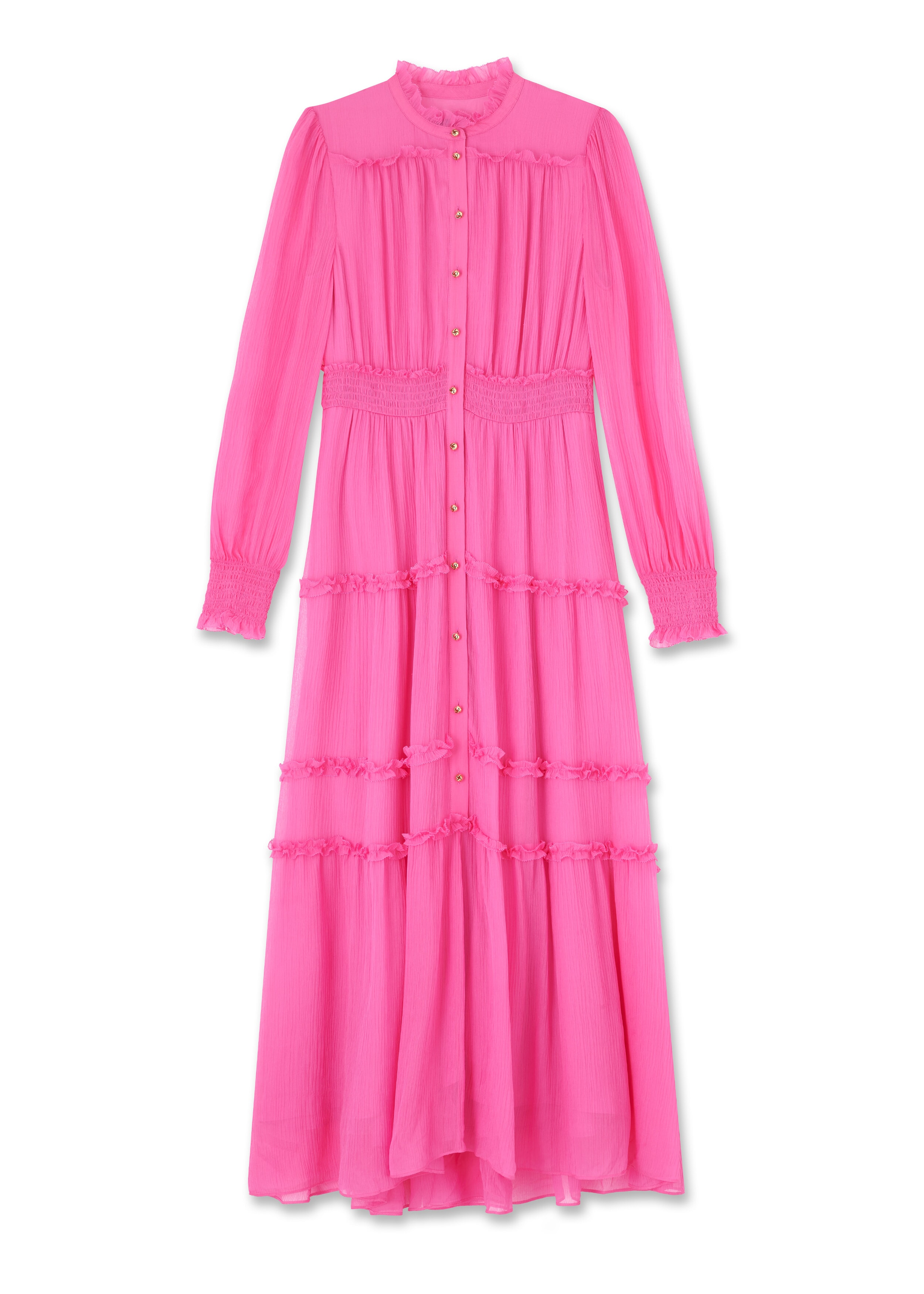 Sheer Crinkle Silk-Blend Maxi Dress Ultra Pink