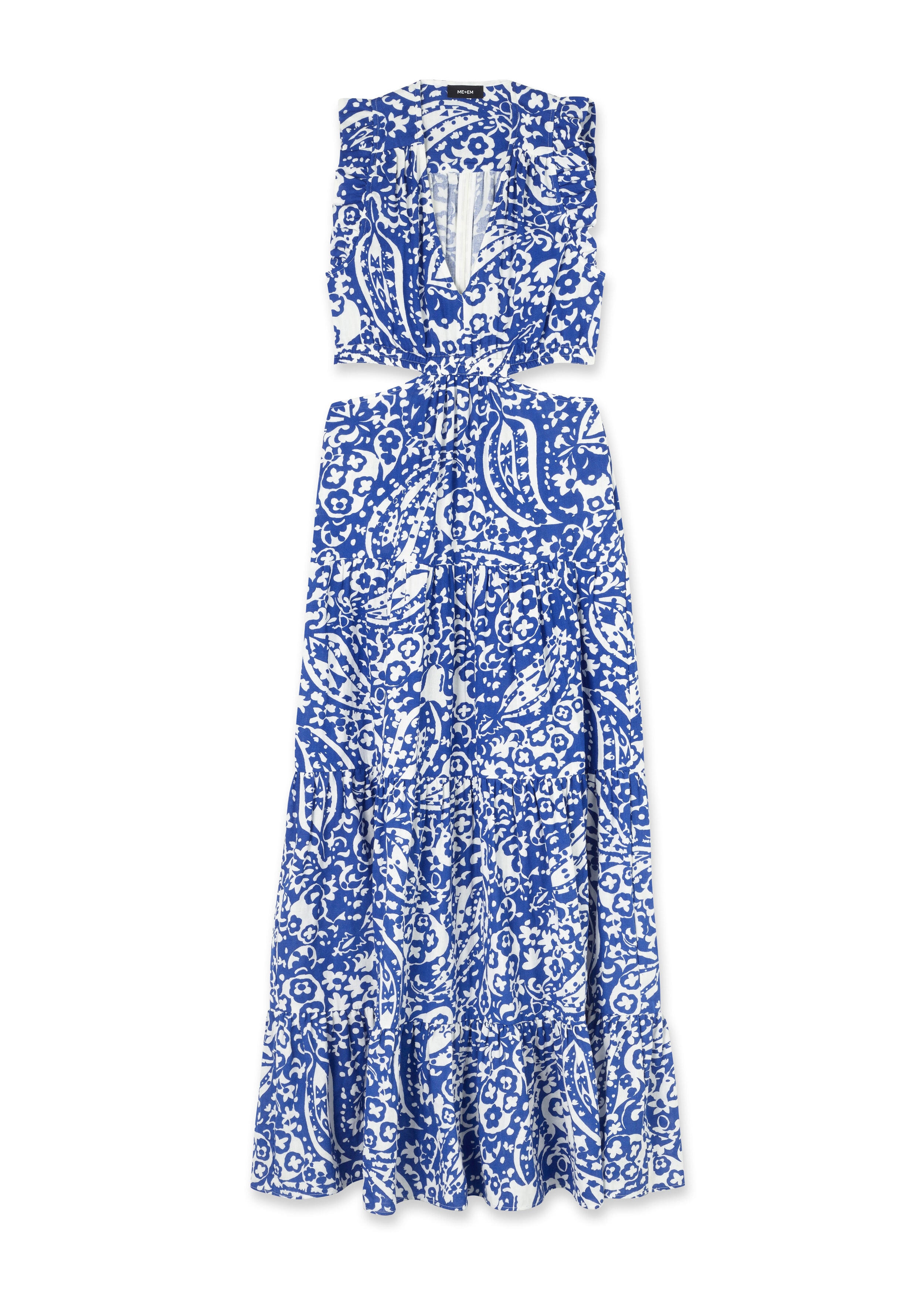 Bold Paisley Print Cheesecloth Cut-Out Maxi Dress