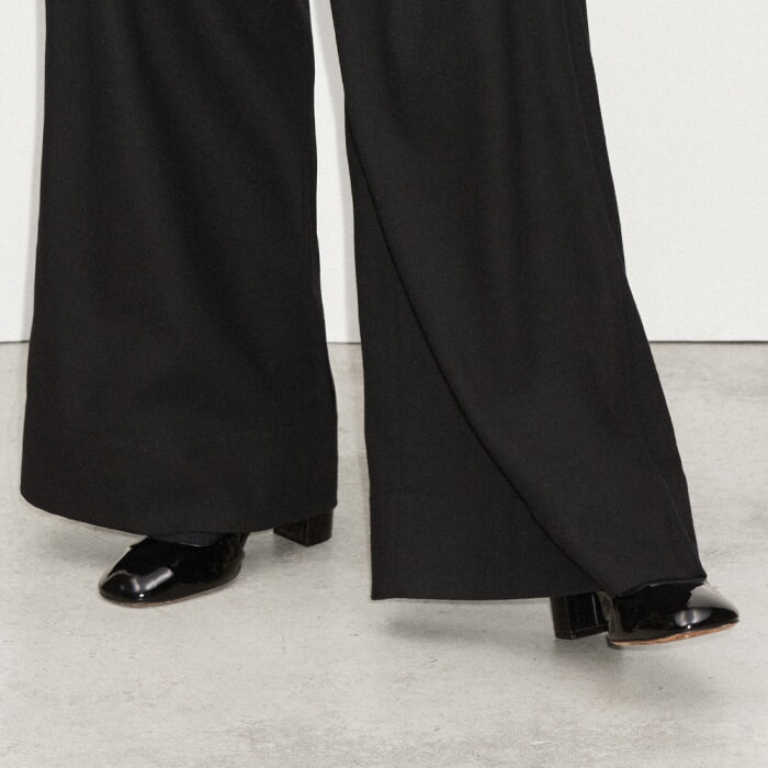 Italian Flannel High-Waist Wide-Leg Pant Black