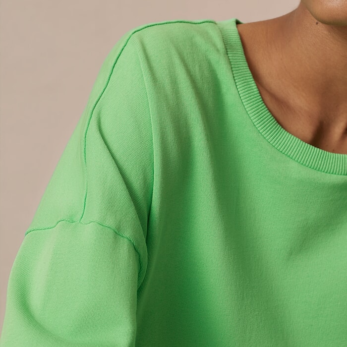 Cotton Curved Hem Sweatshirt Electric Green