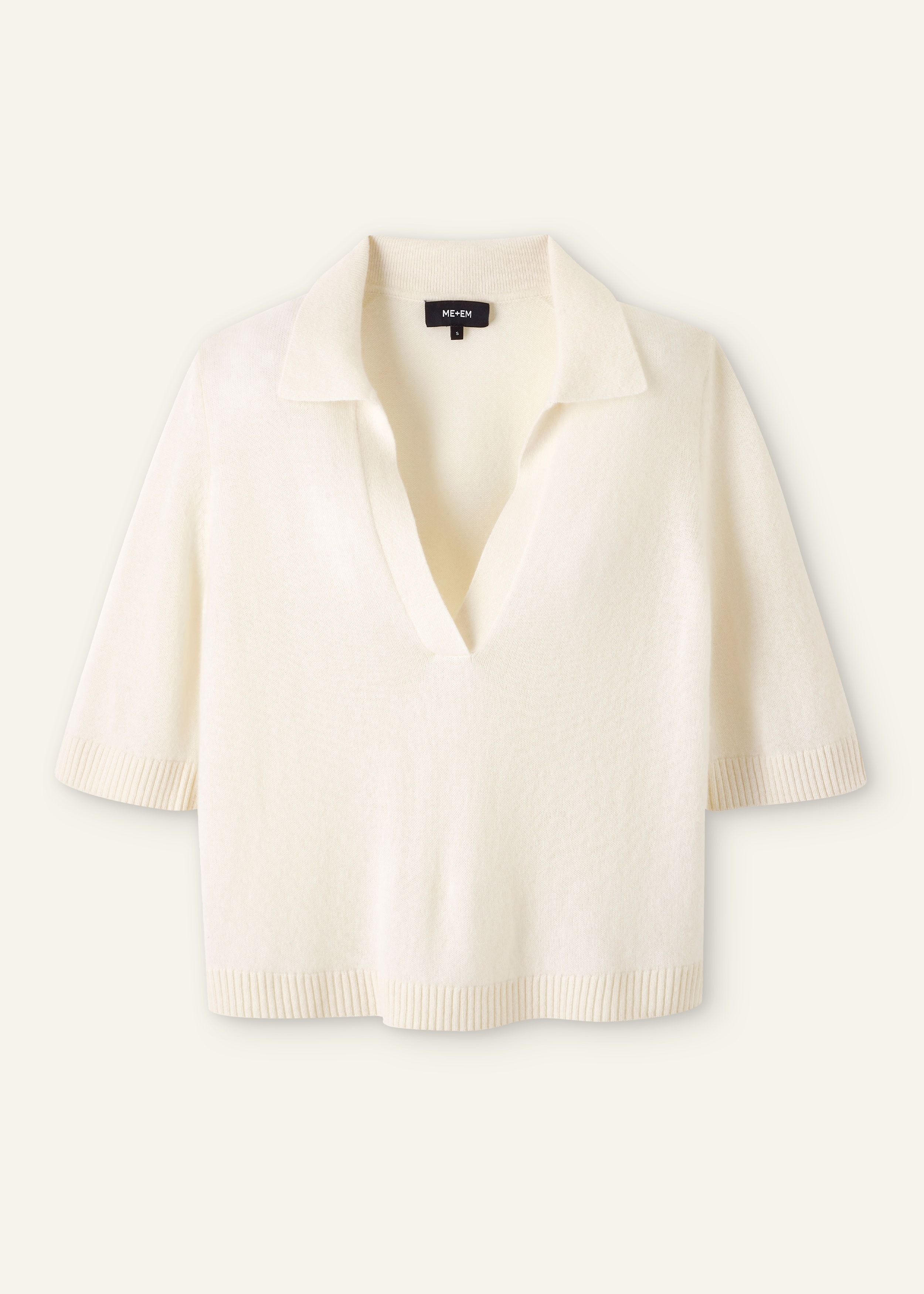 Cashmere Relaxed Polo Shirt Cream