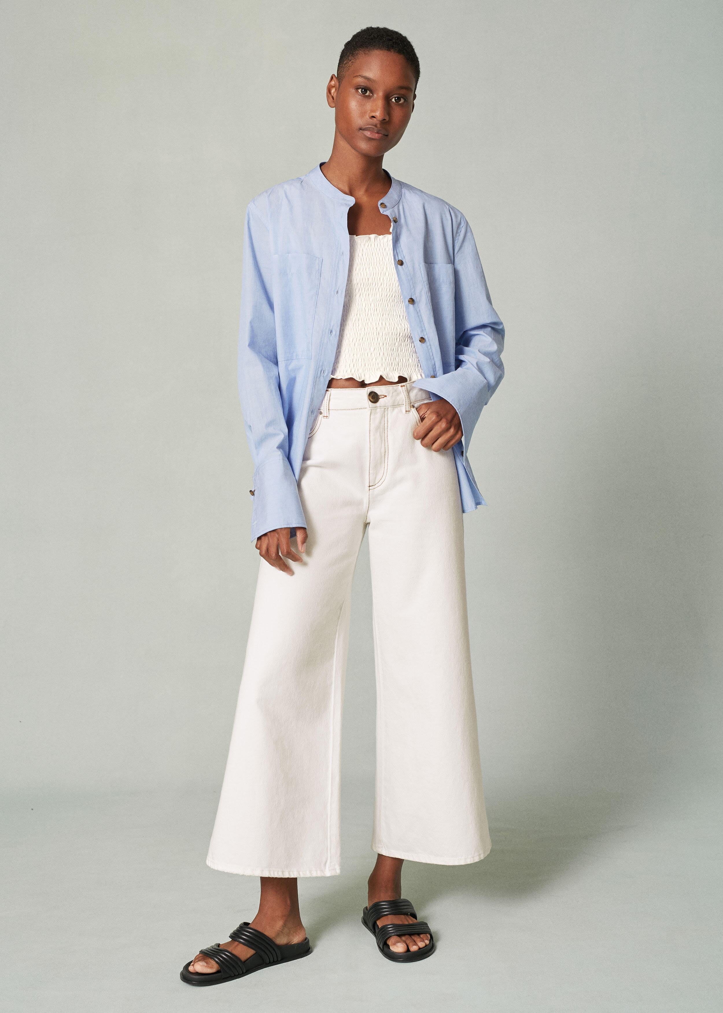 Wide-Leg Crop Jean Off White