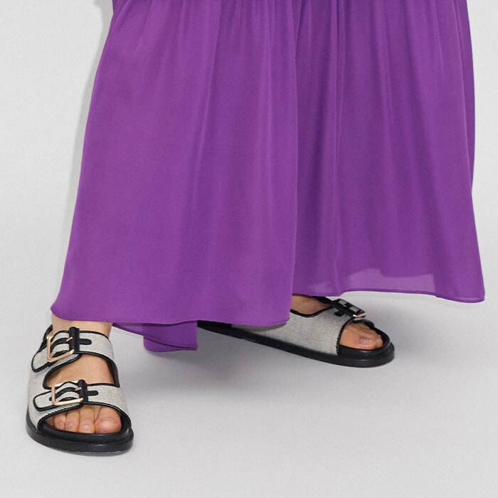 Silk Shirred Maxi Dress Intense Violet