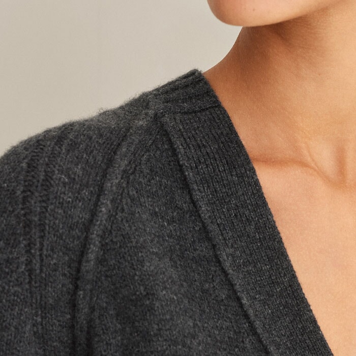Cashmere-Blend Swing Cardigan Charcoal