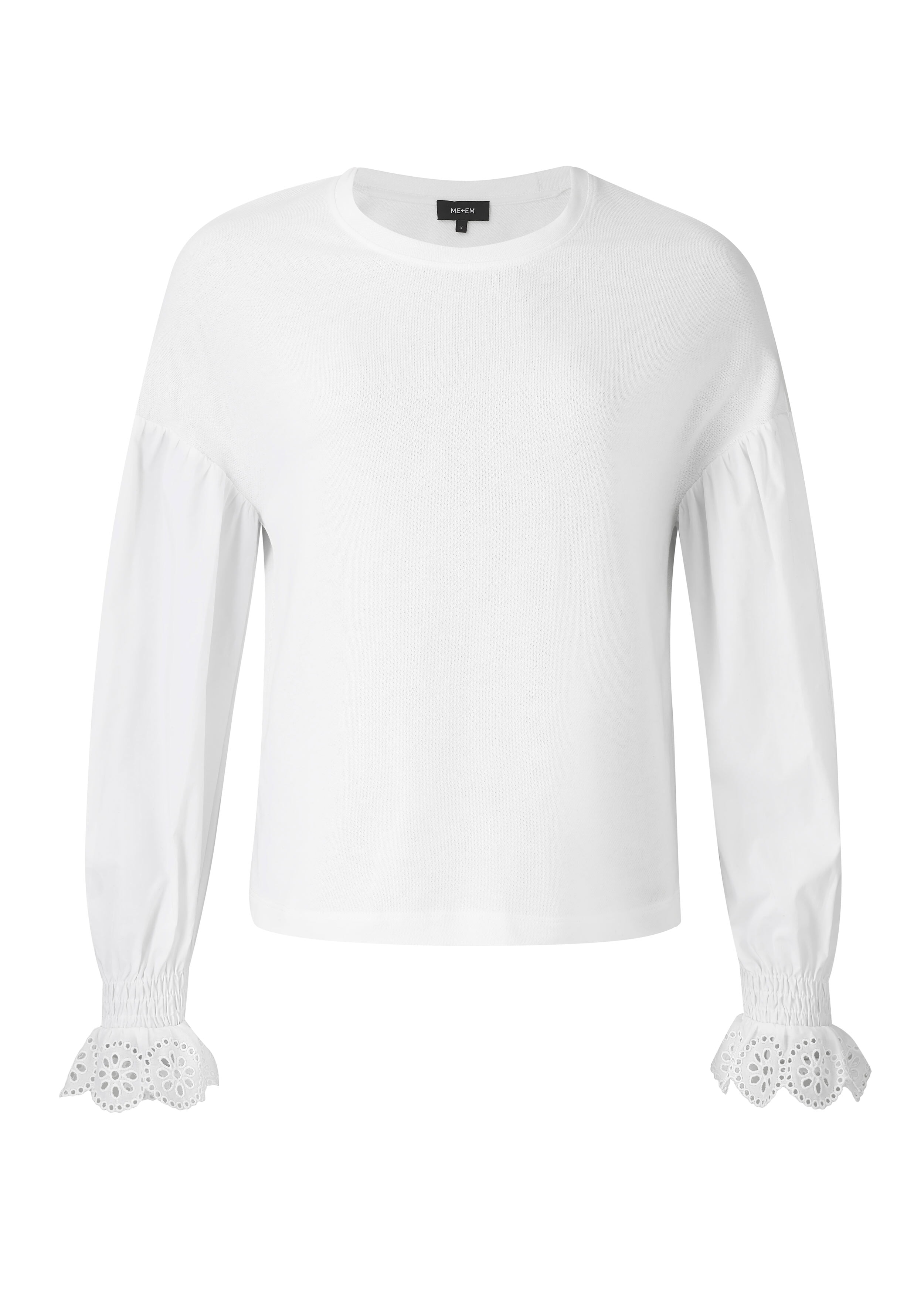 Broderie Sleeve Box Sweatshirt Fresh White