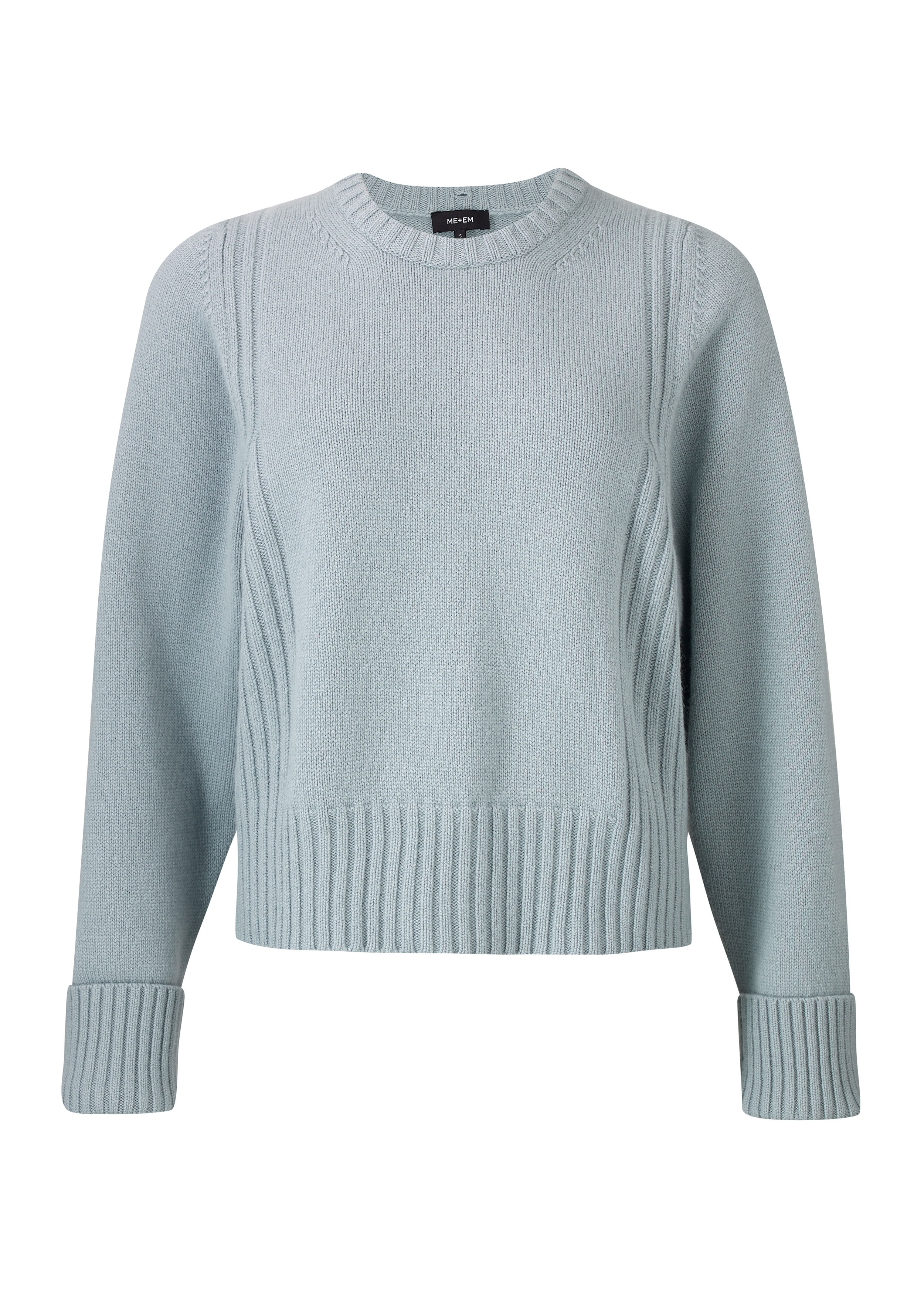 Merino Cashmere Rib Detail Sweater + Snood Powder Blue
