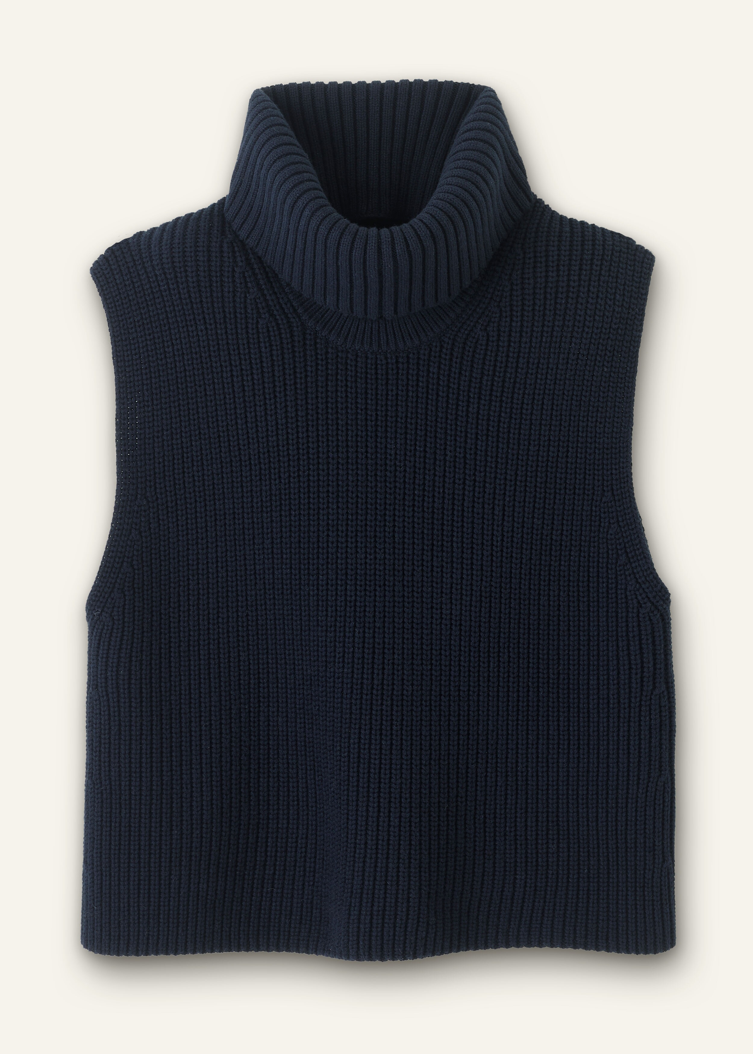 Cotton Merino Rib Layering Sweater Vest + Snood Navy