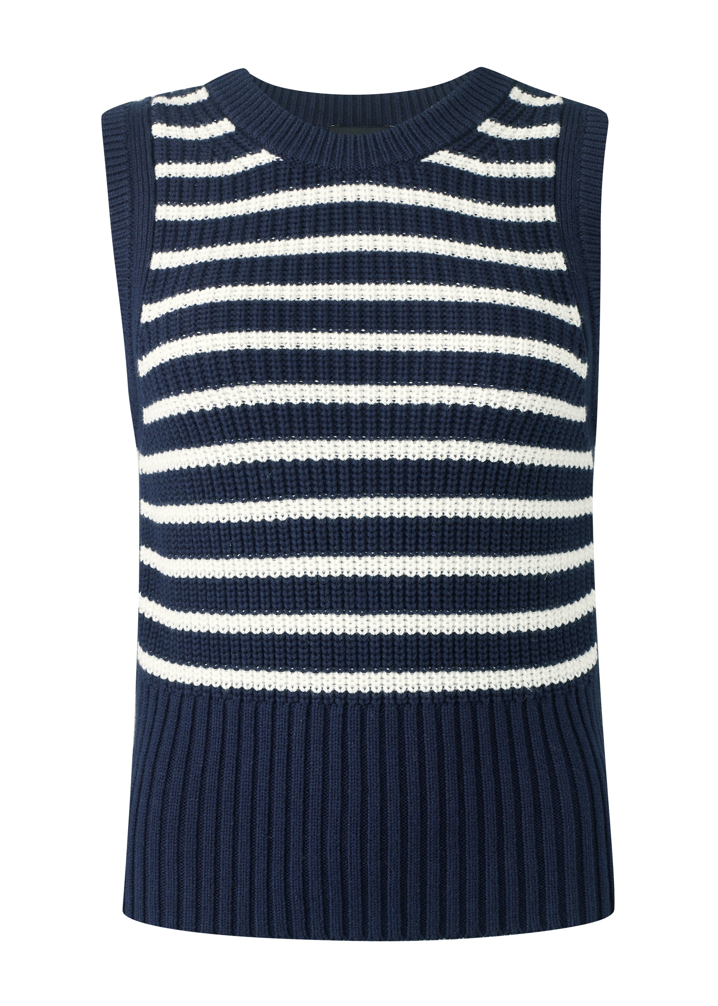 Cotton Cashmere Breton Vest Navy/Soft White