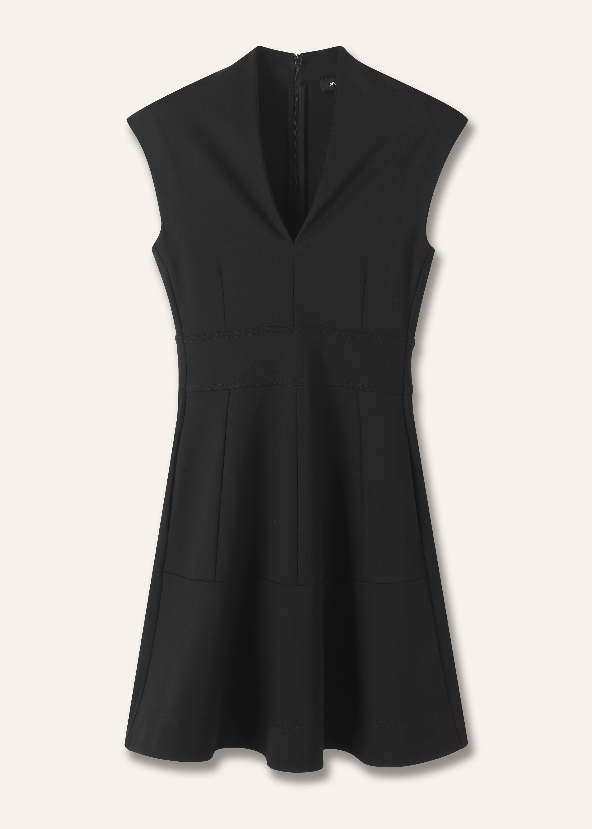 Ponte Cap Sleeve Fit And Flare Dress Black