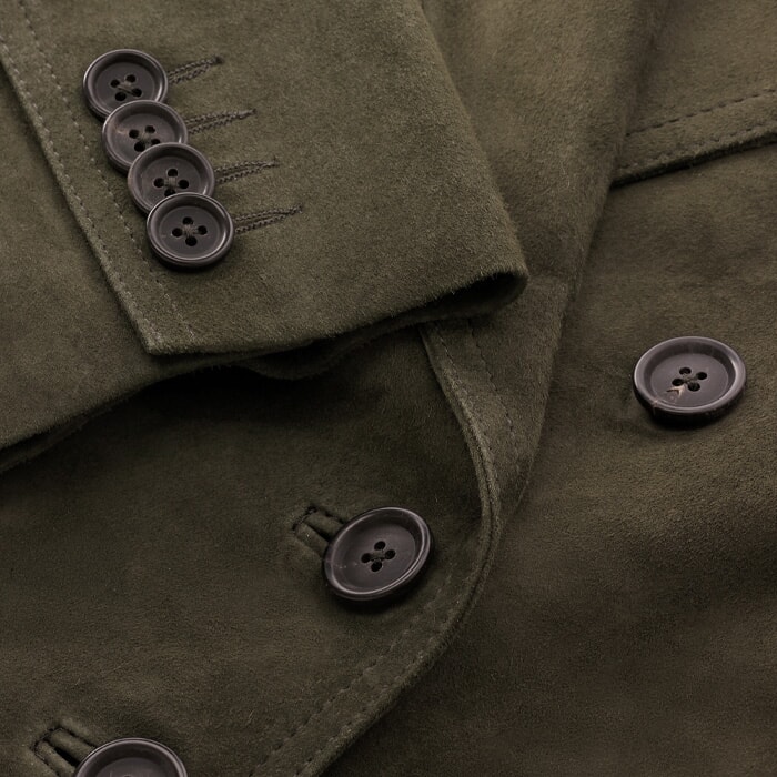 Suede Cropped Military Jacket Dark Olive