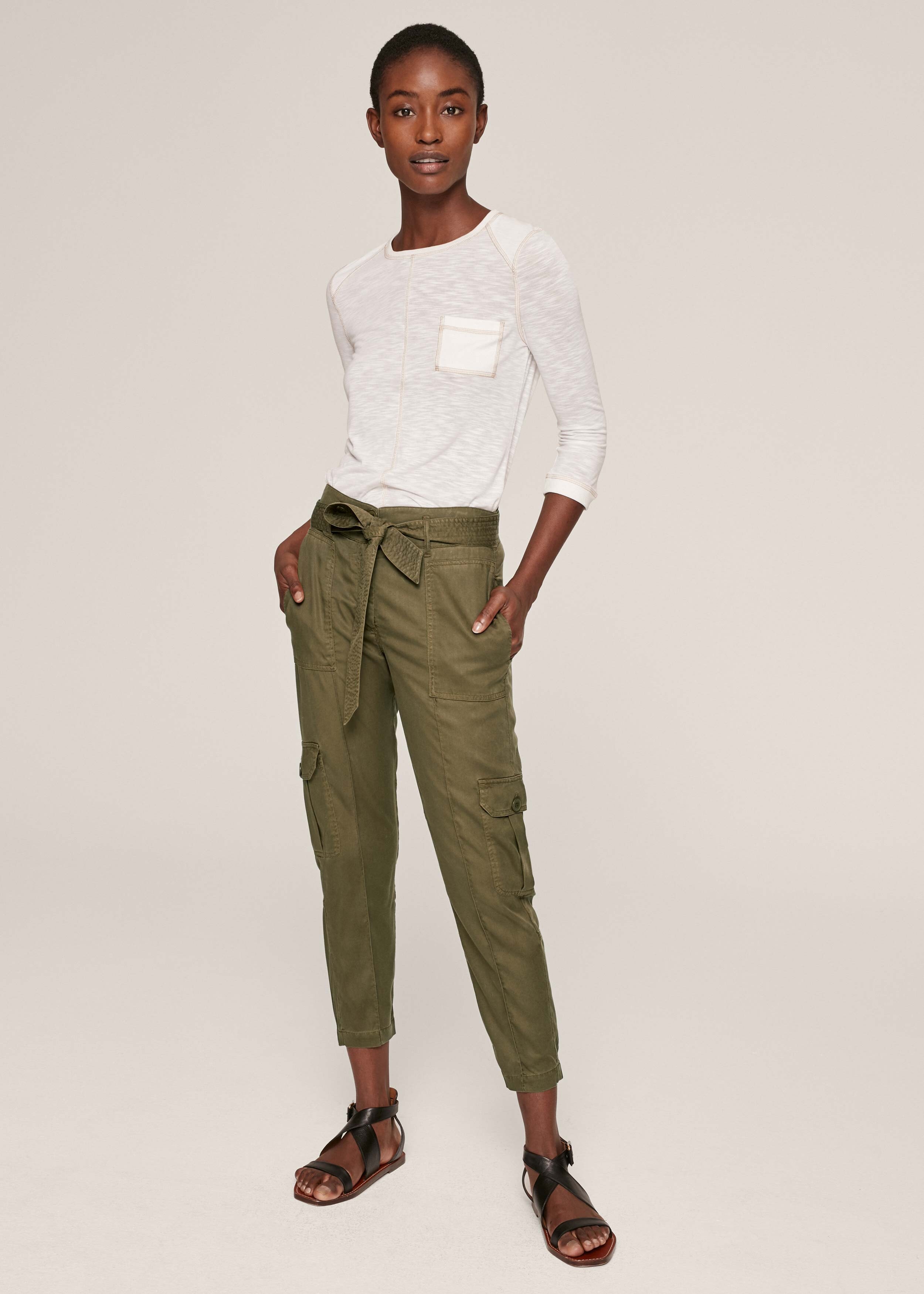 Cropped Cargo Jogger Olive